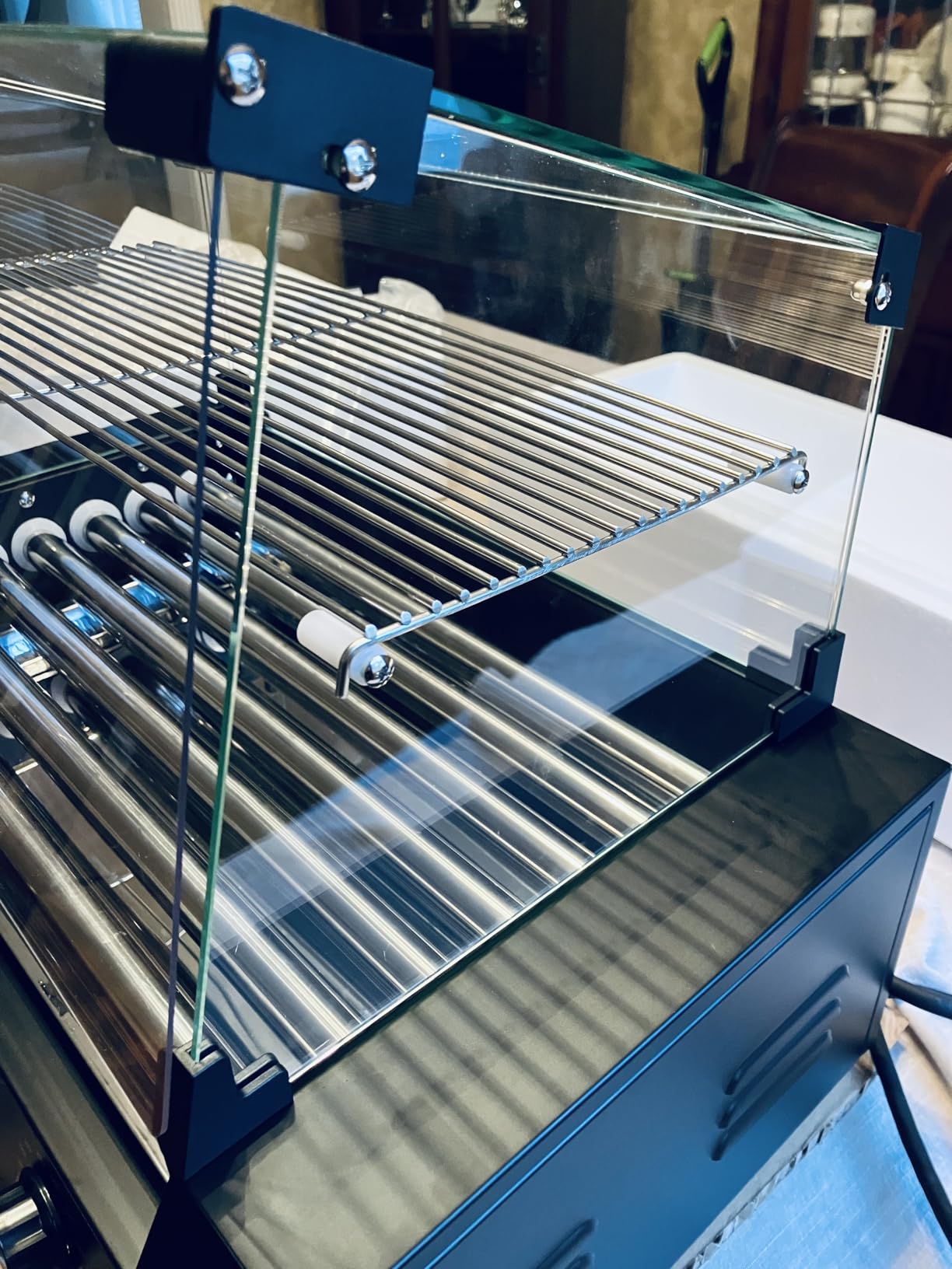 1650W Commercial Hot Dog Rollers, 11 Rollers 30 Hotdog Roller Grill, Stainless Steel Hot Dog Machine With Dust Cover, Hot Dog Roller Machine With Dual Temp Control Bun Warmer Shelf Removable Drip Tray customer photo 1