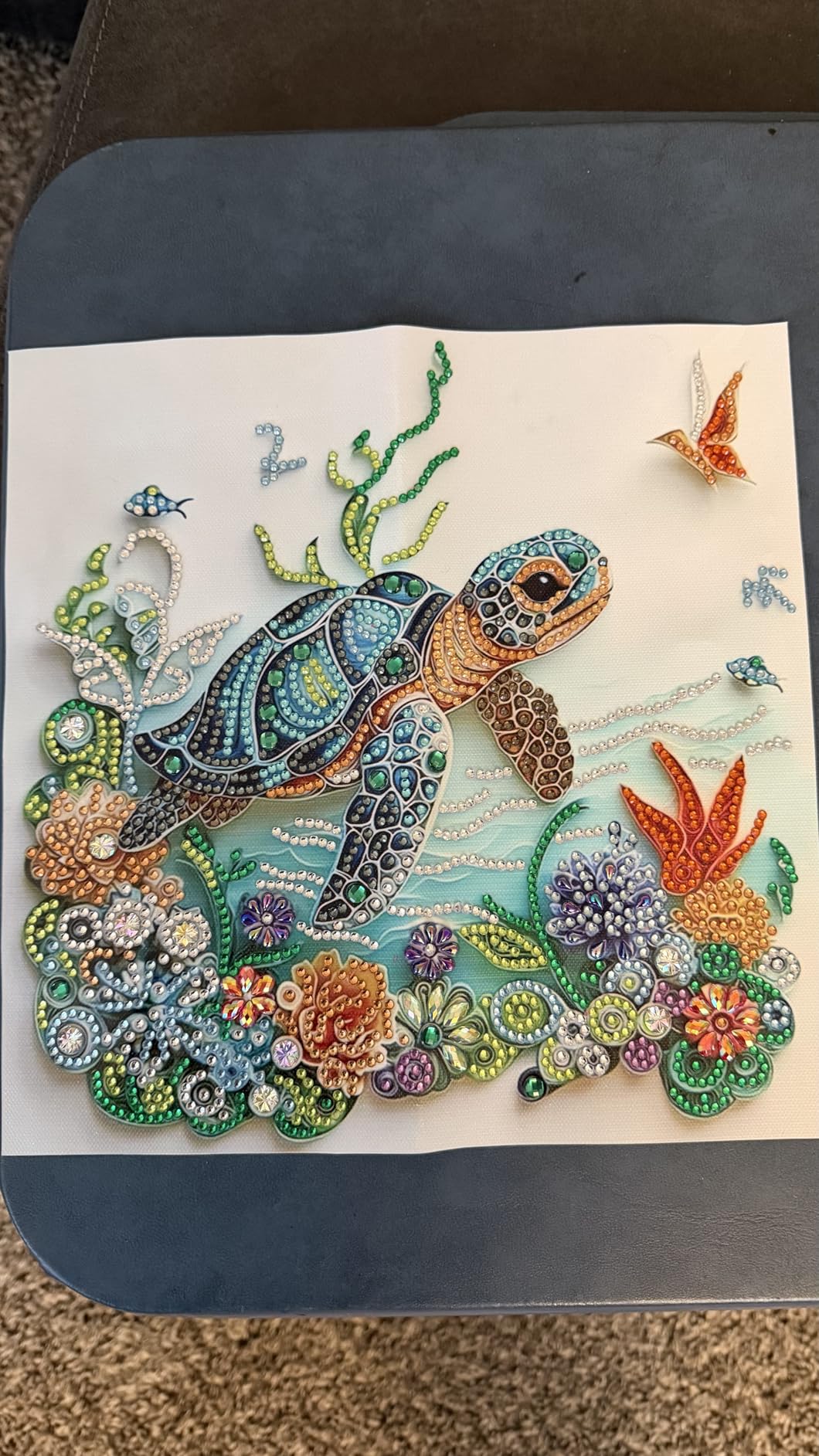 ZQEATRY Sea Turtle Animal Special Shape Diamond Art Kits for Adults, 5D Diamond Painting Kits for Beginner, DIY Diamond Crystal Rhinestones Painting Kits for Home Wall Decor Gift 11.8 X 11.8inch customer photo 2