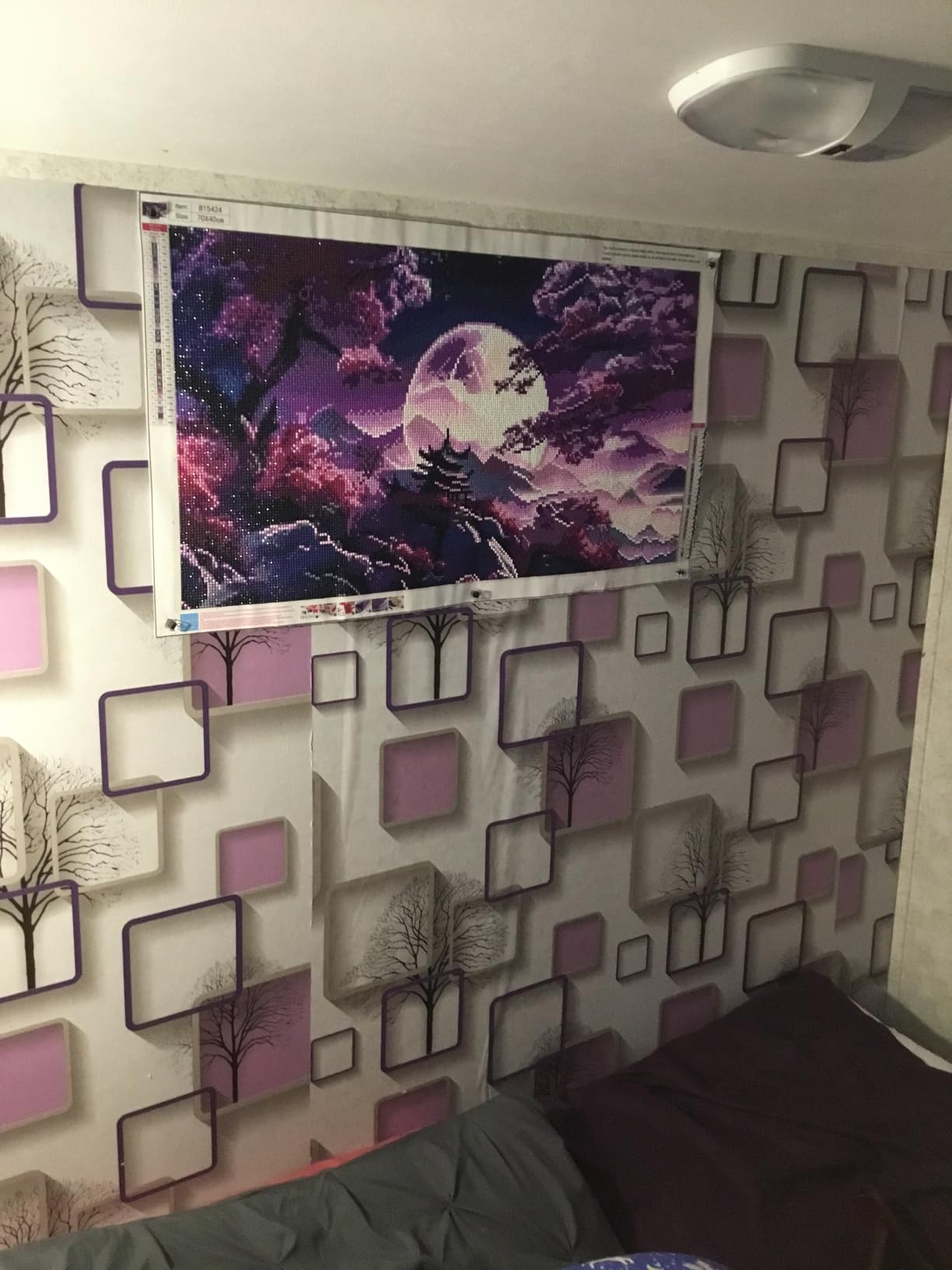 BOHADIY 5D Large Diamond Art Painting, Moon Diamond Painting Kits for Adults, DIY Full Drill Mountain Crystal Rhinestone Arts and Crafts, Tree Gem Art Painting with Diamond Home Wall Decor 27.5 X 15.7inch customer photo 2