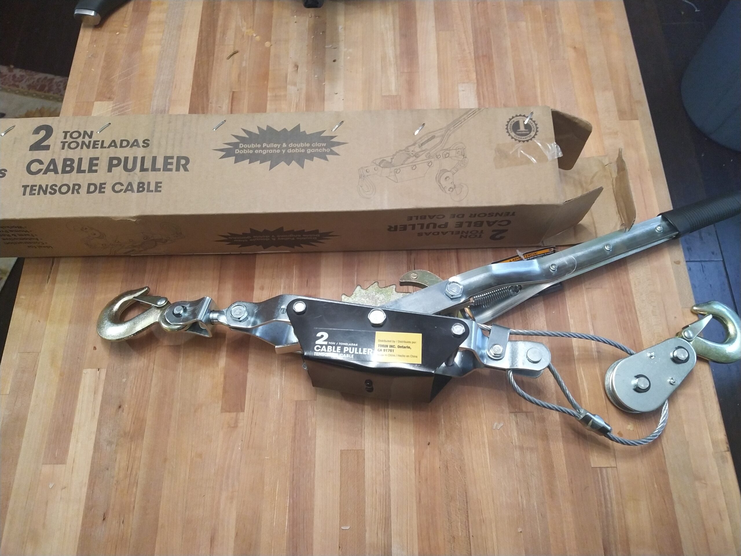 Big RED 4 Ton Come Along Winch: Heavy Duty Power Puller Tool with Dual Gears, Hand Winch Cable (12ft) and 3 Hooks, Red customer photo 1