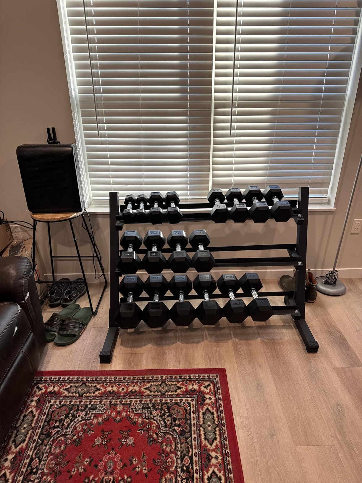 Mikolo Dumbbell Sets with Rack, Rubber Hex Dumbbells, Multiple Choices in 160/200/380/450/550LB, Hand Weights with Chrome Handle for Strength Training customer photo 1