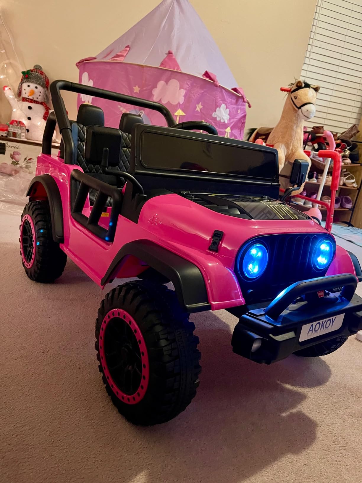 Kids Electric Car 24V, 2 Seater Ride on Car for Kids Electric Vehicles with Parent Remote, 4WD Licensed Chevrolet Colorado with Music, Alarm Lights, Megaphone (Police car Black) customer photo 1