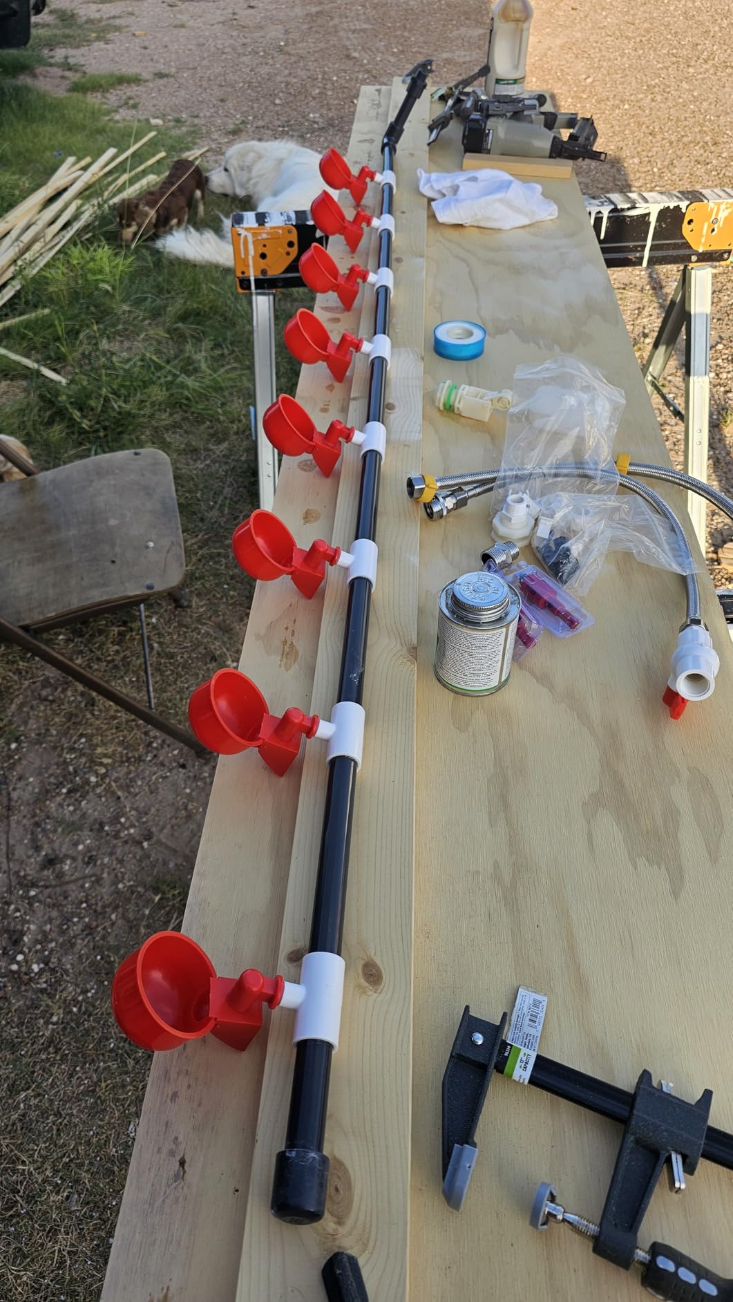 Complete Set Pipeline Automatic Chicken Waterer System (58 Accessories Included) Chicken Water Cups, Poultry Waterer with PVC Pipeline, Float Valve and Garden Hose customer photo 1