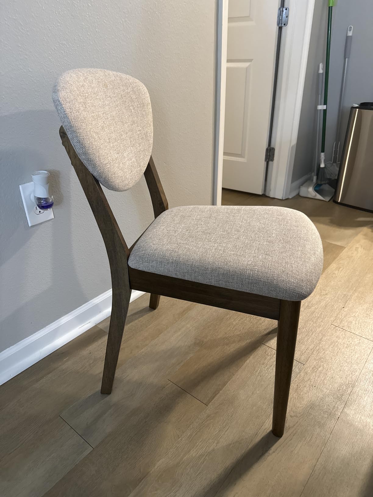 Best Choice Products Dining Chairs Set of 2, Mid-Century Modern Upholstered Wood, Armless w/Seat Cushion, Padded Backrest - Walnut/Olive customer photo 2
