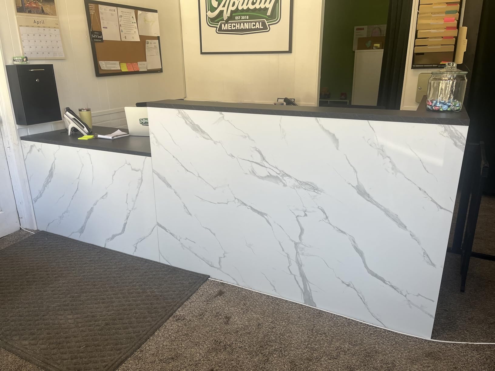 L-Shaped Reception Desk with Counter, 1-Inch Thick Board, Lockable Drawers & Keyboard Tray, Heavy-Duty Front Desk for Office, Salon, Hotel & Clinic customer photo 2