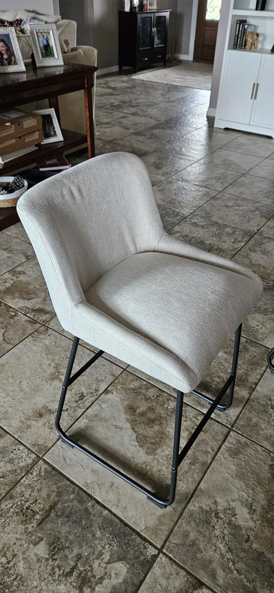 LUE BONA 26 Inch Counter Height Bar Stools Set of 4, Linen Upholstered Barstools, Barstool with Back, Comfortable Bar Chairs, Modern Counter Stools for Kitchen Counter Island customer photo 2