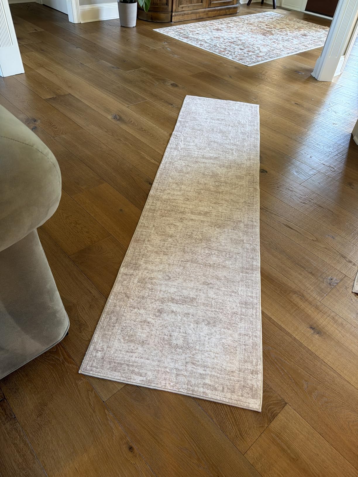 Rug Runners for Hallways Non Slip - 2x8 Runner Rug for Bedroom, Washable Runner with Rubber Backing, Soft Low-Pile Carpet for Kitchen, Laundry, Bathroom (2'x8', Beige/Ivory) customer photo 2