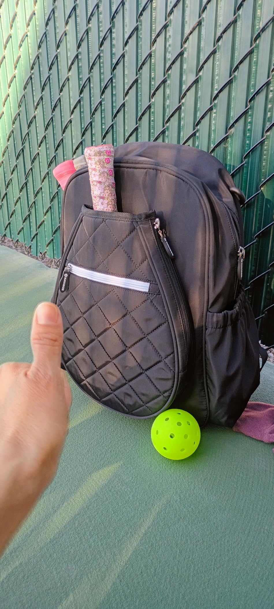 KAVIGOR Pickleball Bag, Quilted Pickleball Backpack with Shoe Compartment & Waterproof Pocket, Pickle Ball Paddle Bag Fits 2 to 4 Paddles for Women and Men customer photo 1