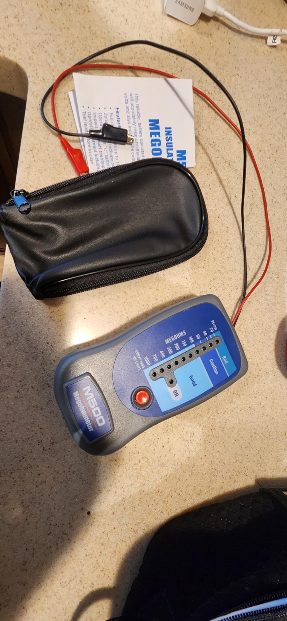 M500 Insulation Tester MEGOHMMETER, Compatible with Supco M500 Electronic Megohmmeter, Multimeter Tester, Compressor Tester HVAC, 1000 Megohms at 500 Volts, with Soft Carrying Case customer photo 2