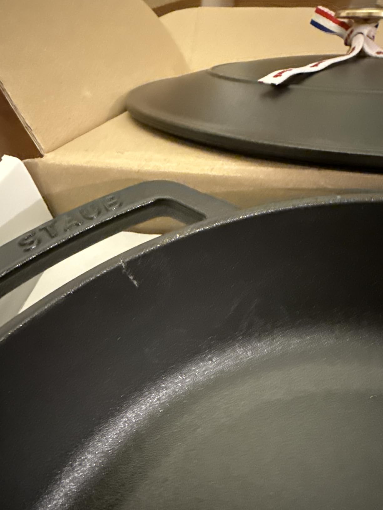 Staub Cast Iron Essential French Oven, Dutch Oven, 5-quart, serves 5-6, Made in France - Cherry customer photo 1