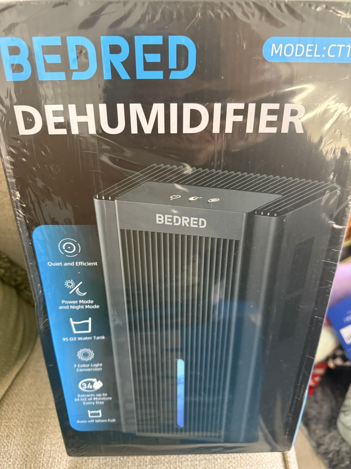 Dehumidifier, 95OZ Dehumidifier for Home 1000 Sq.Ft - Quiet with Auto Shut Off & Relaxing 7 Color Ambient Light, Ideal for Livingroom, Bedroom, Basement (Black) customer photo 1