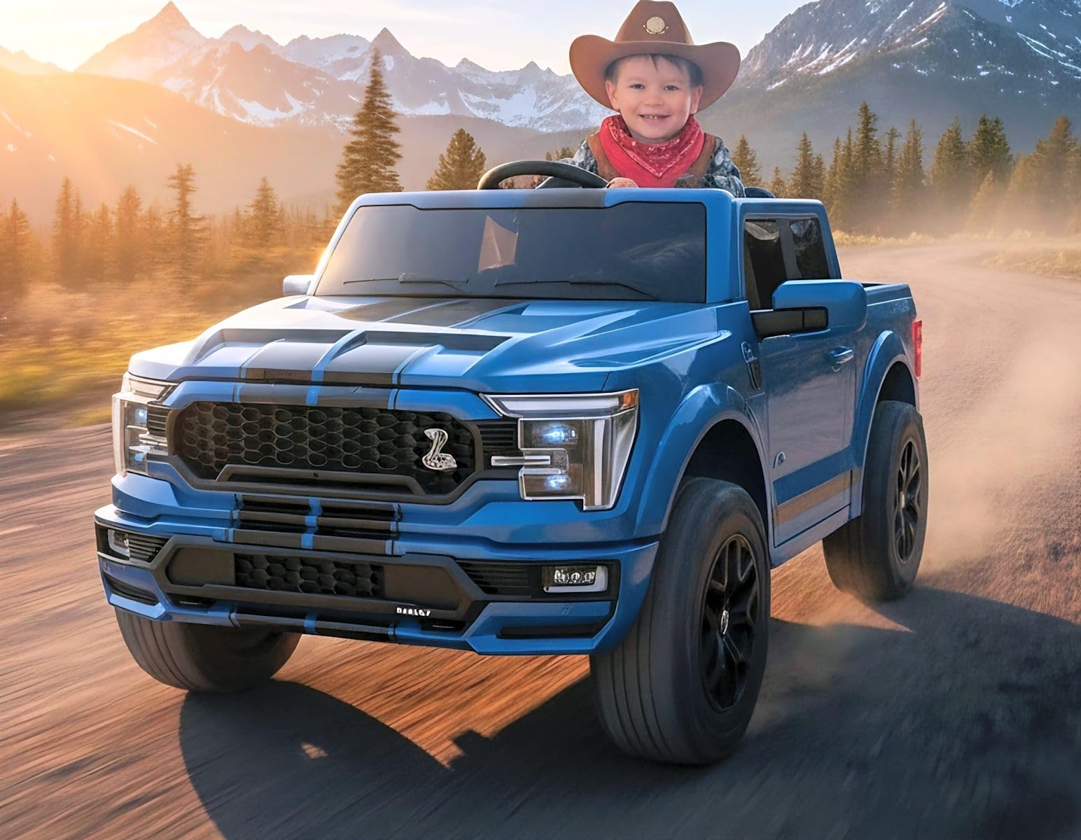 Hikiddo Licensed Ford Shelby F-150 24V Kids Ride on Toy, Electric Car for Kids with Remote Control, 400W Motors - Black customer photo 2