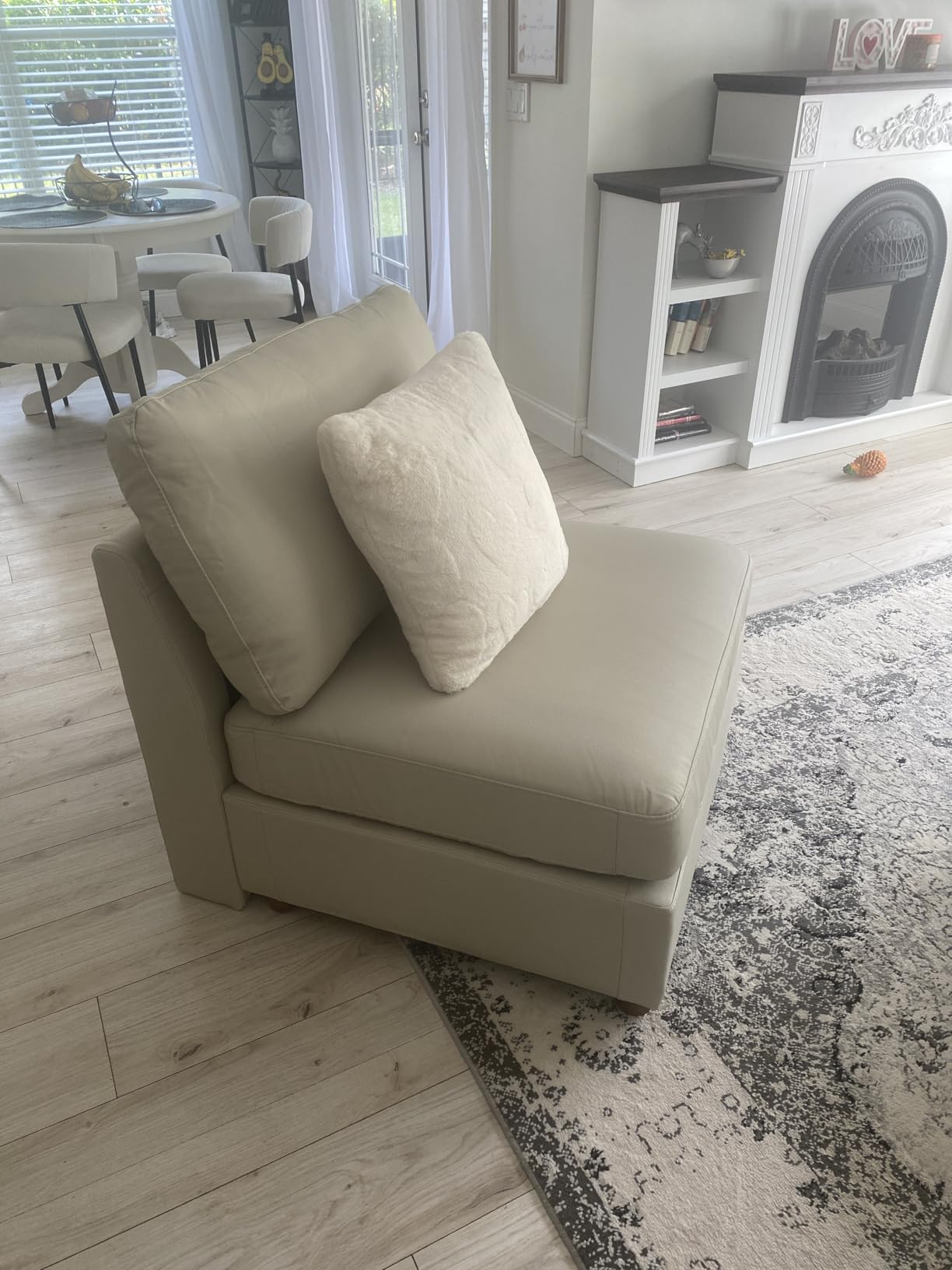 EASE MOOSE Oversized Modular Sectional Sofa, Leather Sectional Couch with Deep Seat, Extra Large U Shaped Couch, Faux Leather Material Sofa Modern Comfy Scratch Resistant, Beige customer photo 1