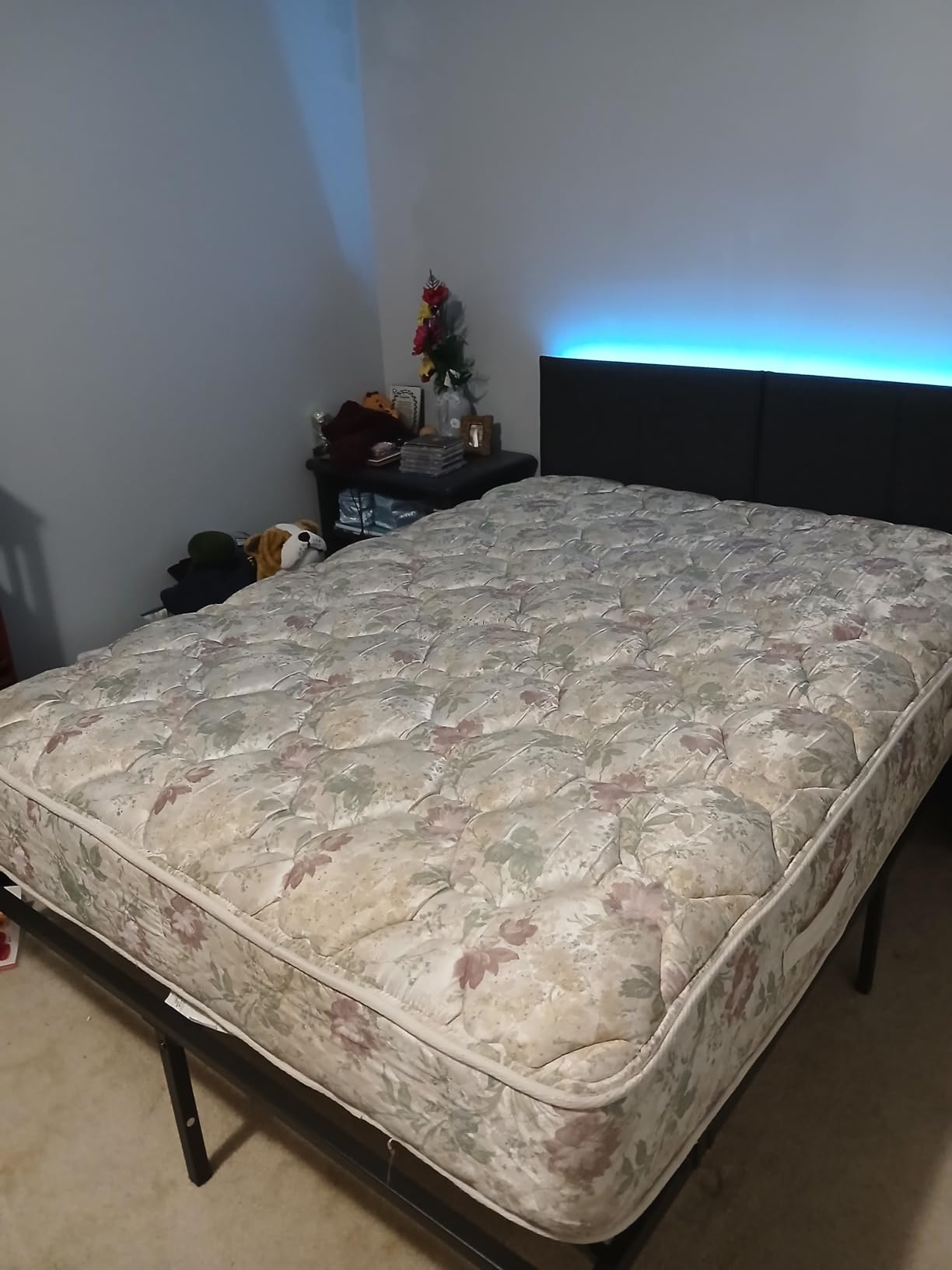 Furnulem Full Size Bed Frame with Headboard, Upholstered Full Bed Frame with LED Light, USB Charging Station, Platform Bedframe with 2 Fabric Underbed Storage Drawers, No Spring Box Needed customer photo 1