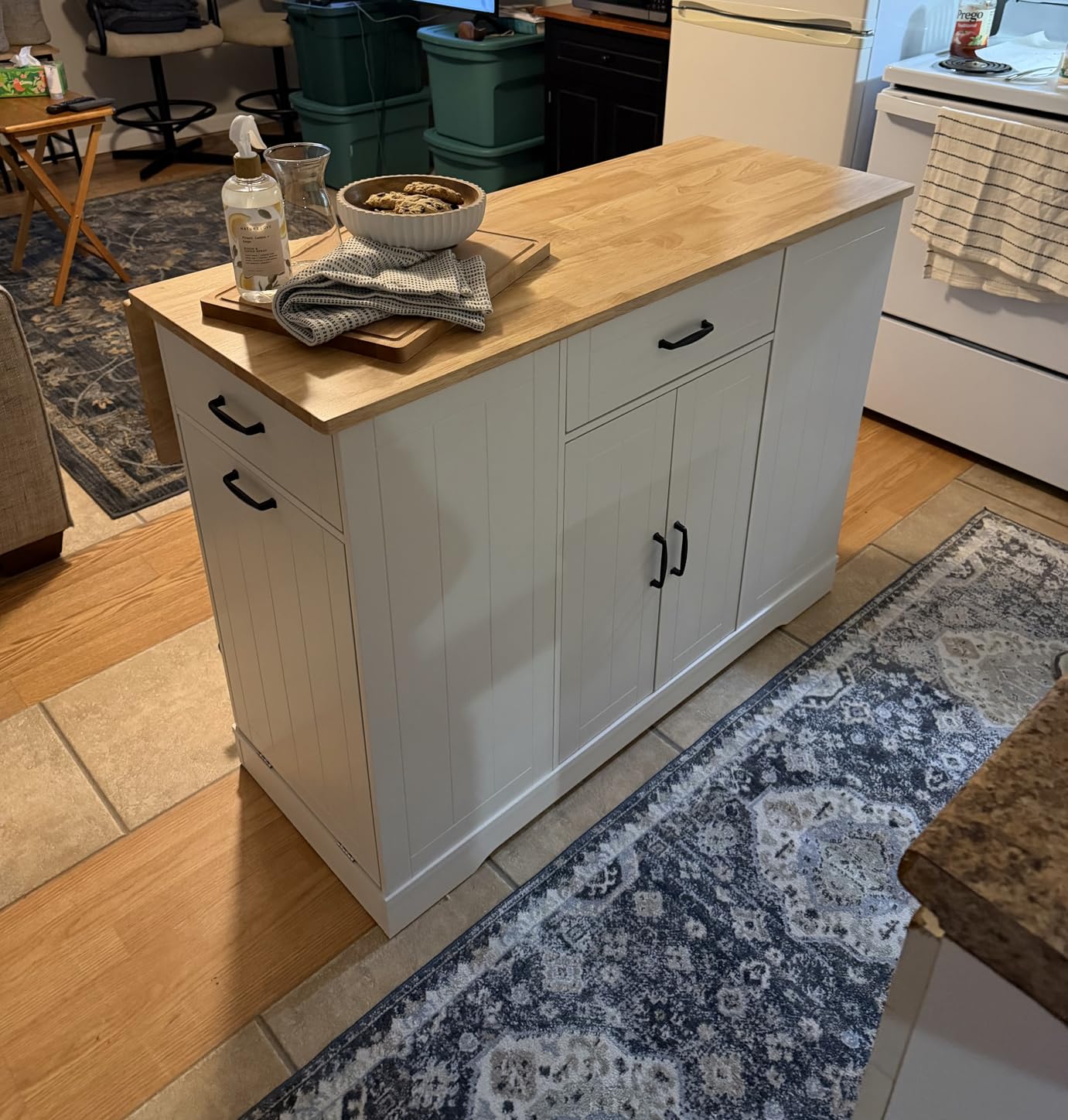 ONBRILL Stationary Kitchen Islands Include 2 Chairs, 47