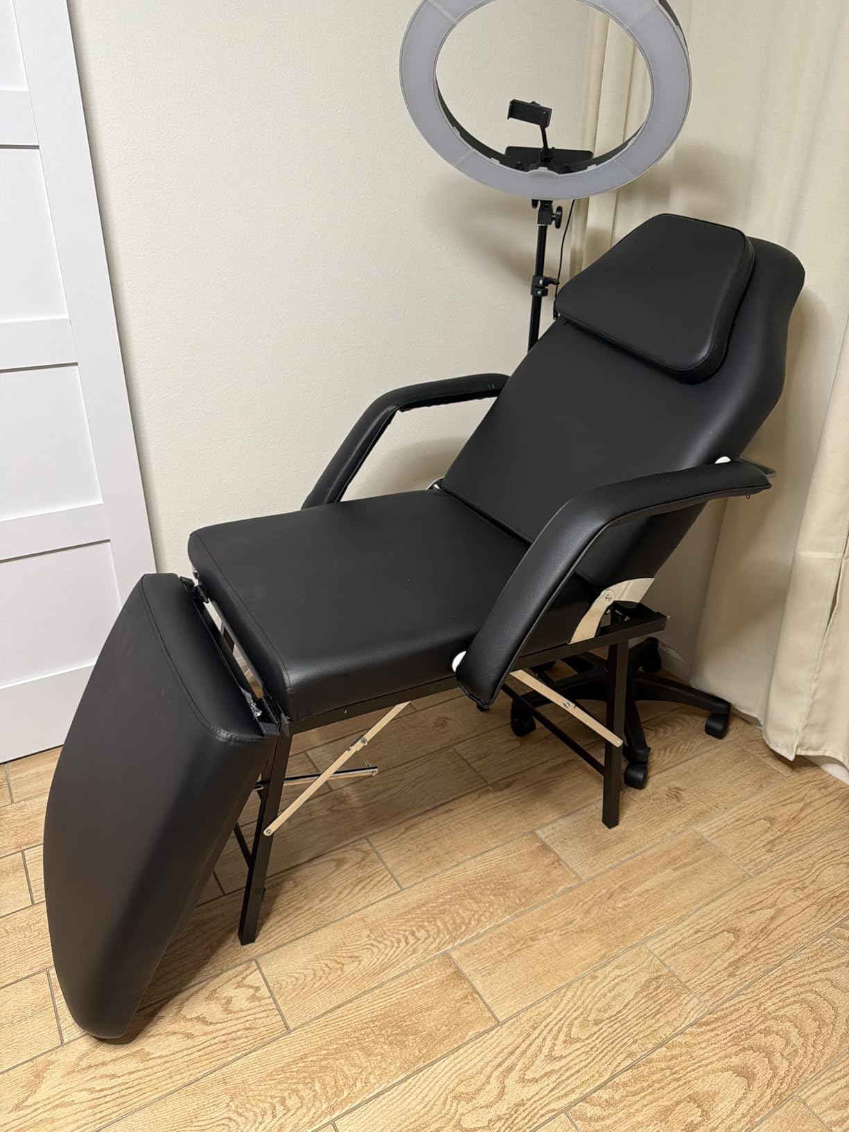 Portable Tattoo Chair, Adjustable Massage Facial Bed with Removable Headrest & Armrest, Foldable Spa Chair with Carry Bag, 73 Inch Esthetician Bed for Salon Beauty Barber Spa Tattoo (Black) customer photo 1