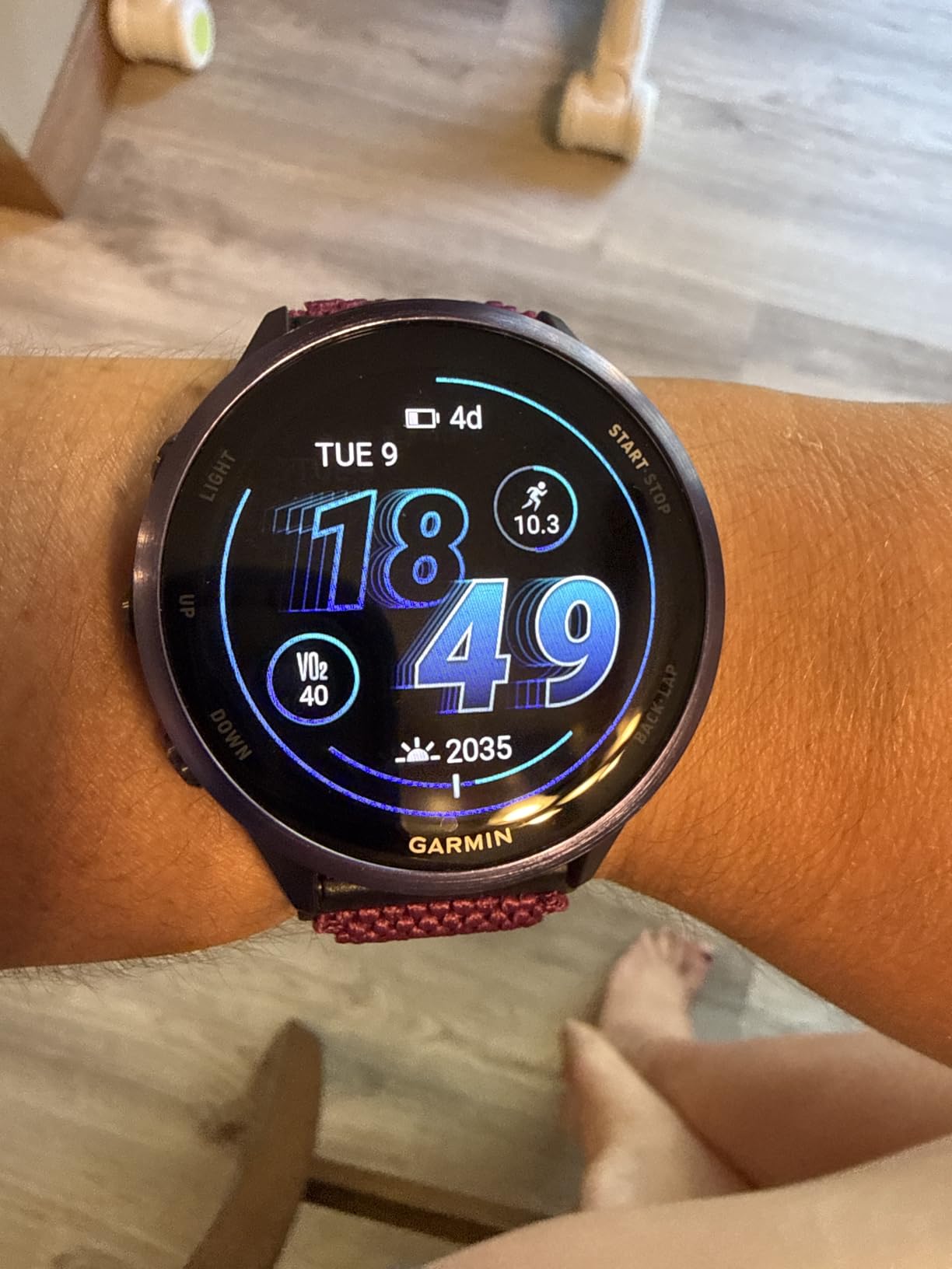Garmin Forerunner 570, 42mm, Advanced GPS Running and Triathlon Smartwatch, AMOLED Display, Training and Recovery Features, Cloud Blue Aluminum with Translucent Whitestone Band customer photo 1