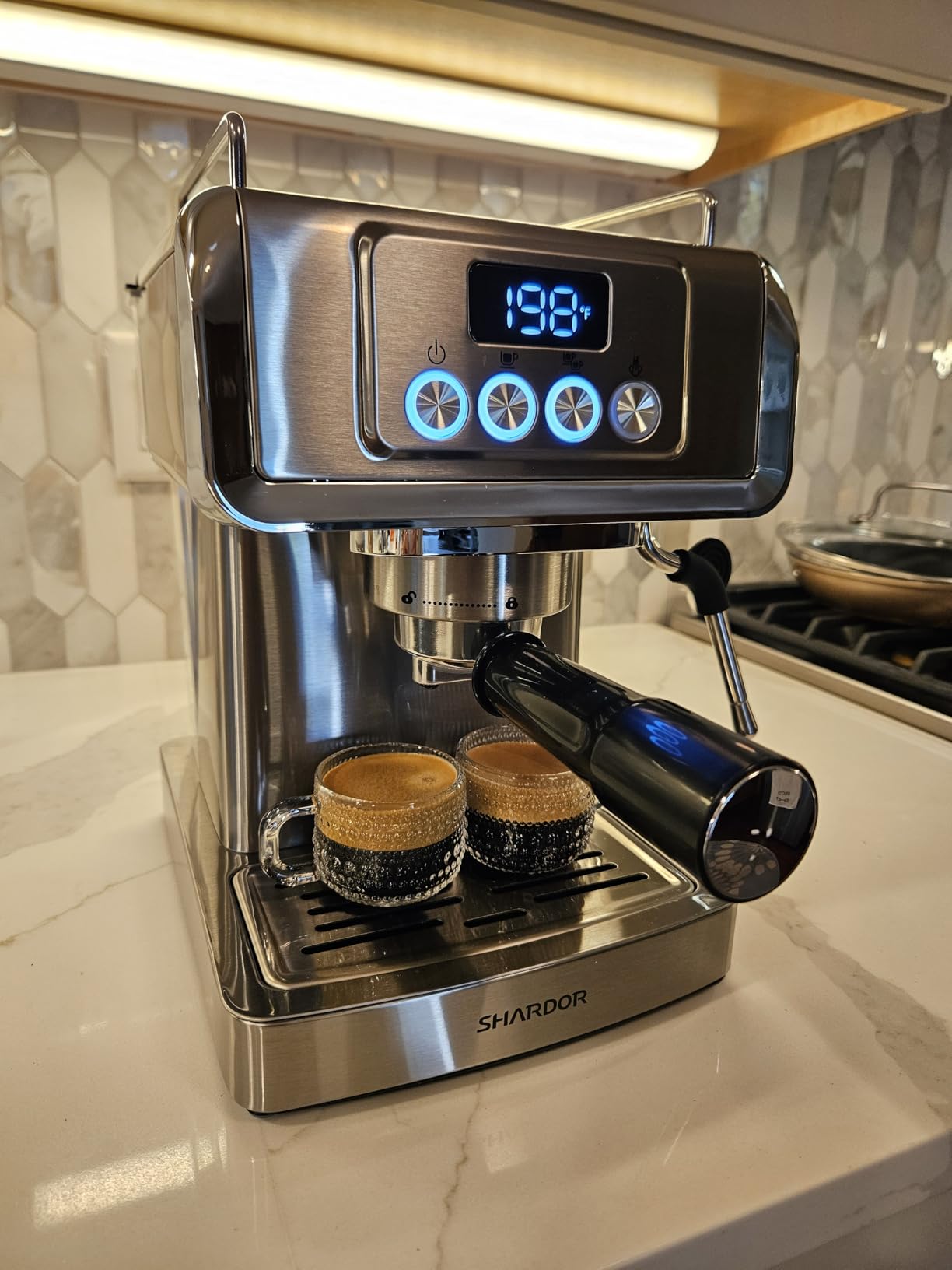SHARDOR 20 Bar Espresso Machine for Home, Espresso Coffee Maker with Temp Display, Expresso Machine with Steam Milk Frother for Latte & Cappuccino, 60oz Water Reservoir, Stainless Steel, 1350W customer photo 2