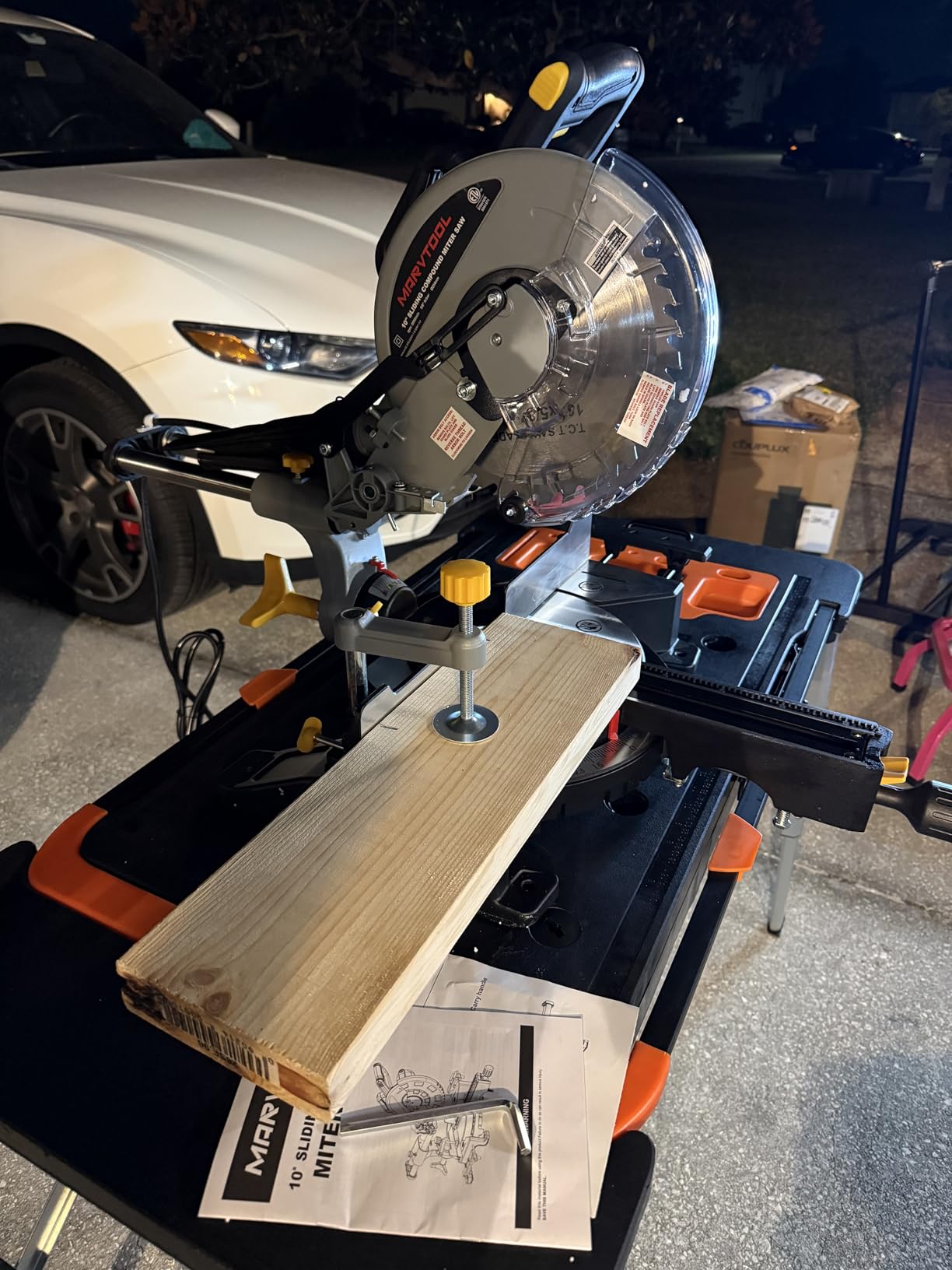10-inch Sliding Compound Miter Saw, 5000RPM, 15 Amp, Single Bevel 0-45 with Extension Table, 36T Blade, Power Saw for Metal, Plastic, Wood, Laminates customer photo 2
