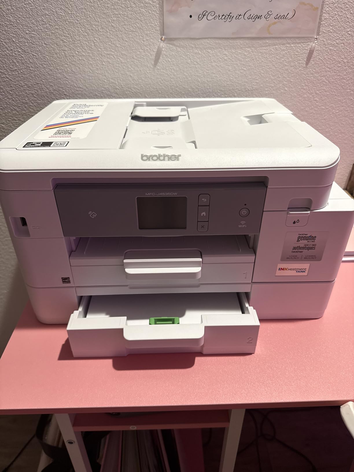 Brother INKvestment 4555 Wireless Color Inkjet All-in-One Printer with 2.7
