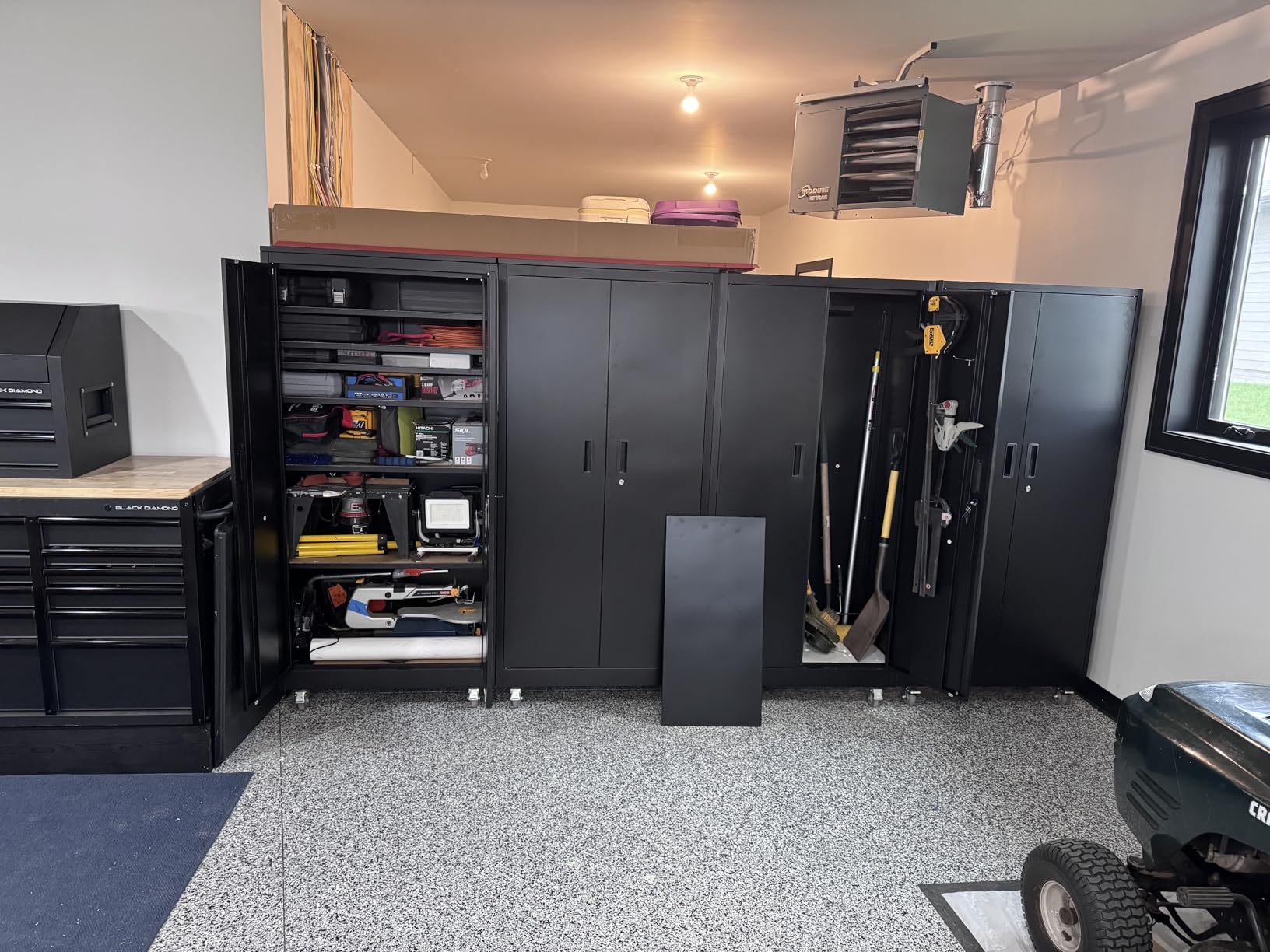 Aobabo Upgraded Garage Storage Cabinets with Wheels, Metal Storage Cabinets with 5 Adjustable Shelves for Garage Home Office Storage, Black,71''H*34''W*18''D customer photo 2