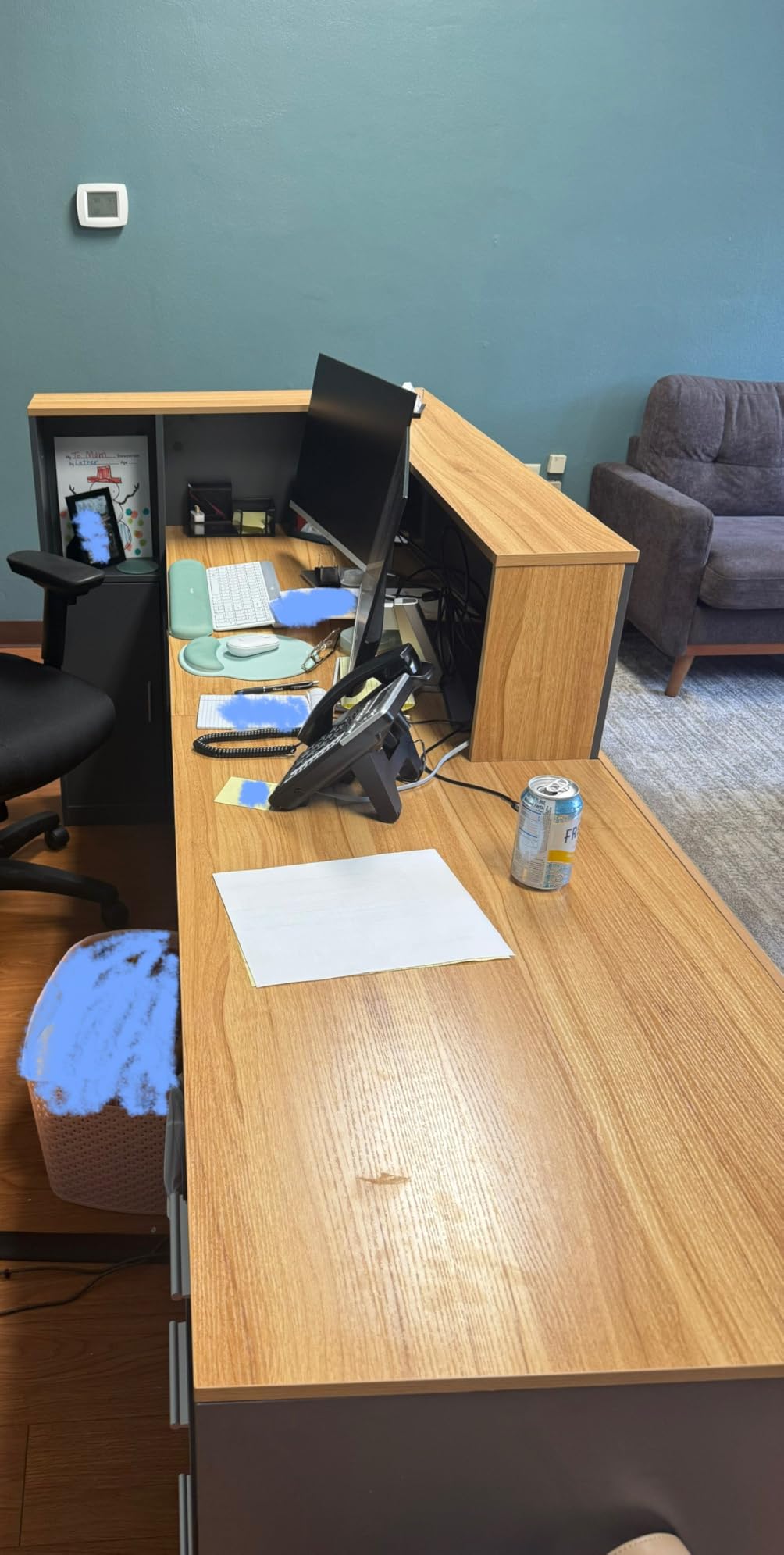 L Shaped Reception Desk with Lockable Drawers and Adjustable Filling Cabinet,Modern Front Desk Reception Counter with Keyboard Tray and Storage Cabinet for Checkout,Lobby,Beauty Salon customer photo 2