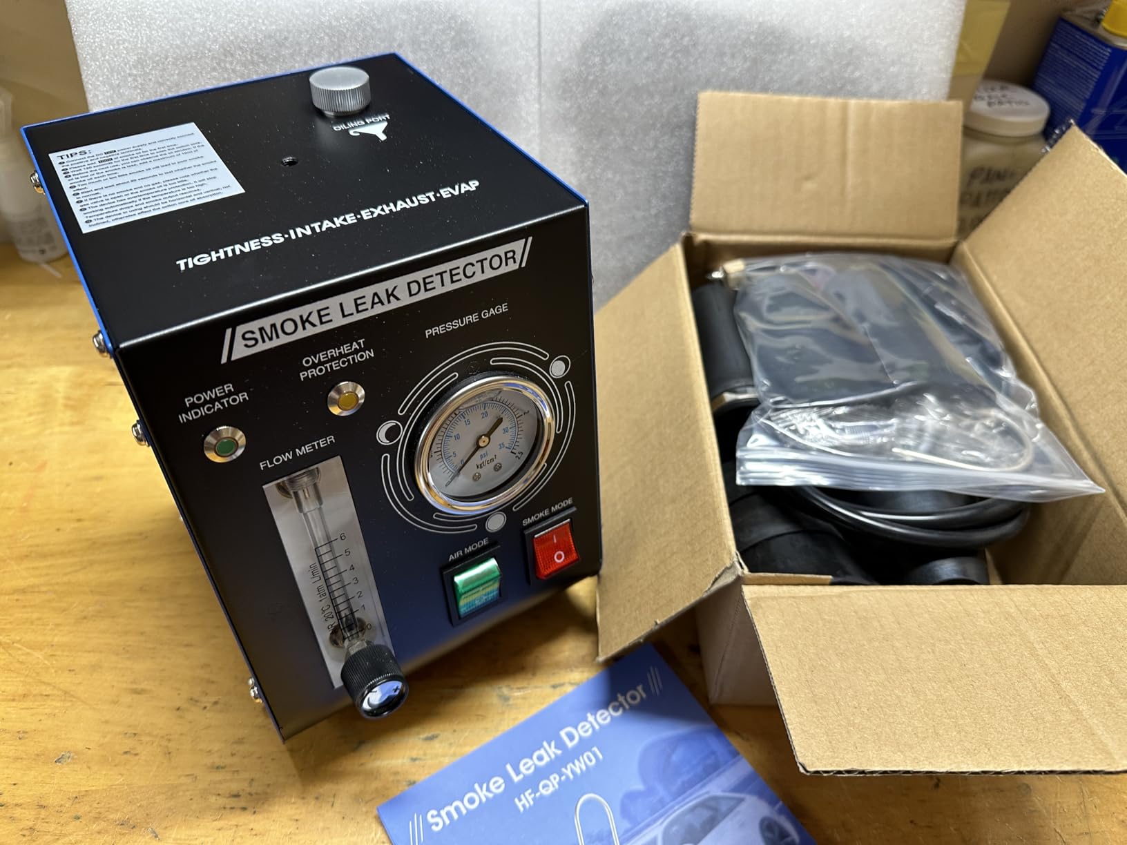 Automotive Smoke Machine, 12V DC Upgrade Leak Detector with Built-in Air Pump, Pressure Gauge & Flow Meter (YW01) customer photo 1