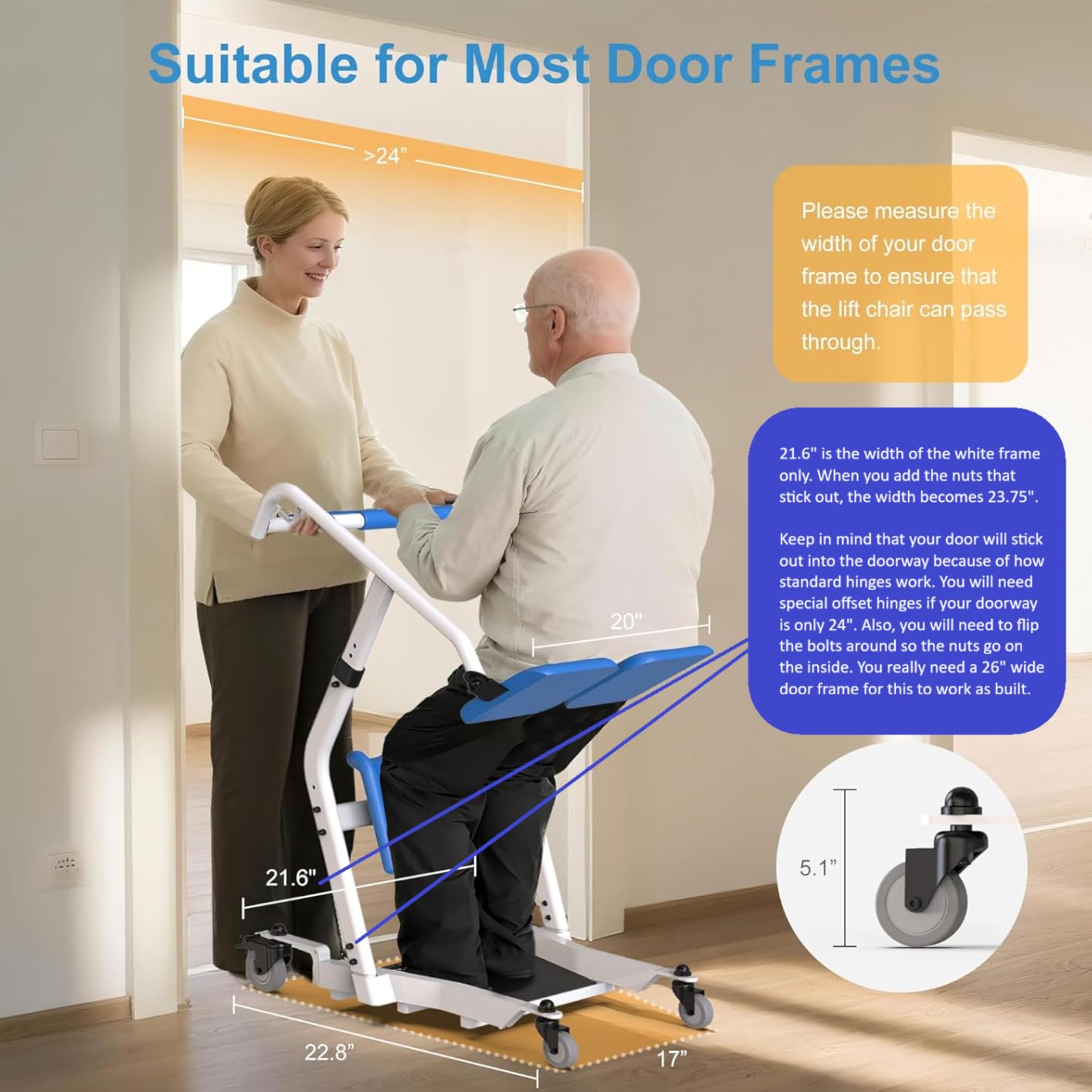 WHLICKS Upgraded Sit to Stand Patient Lift, One-Step Stand Assist Lift for Elderly, Lift Assist Transfer Device with Wheels, Home Care Use Transport Chair Stand Assist for Seniors, Adults & Disabled customer photo 1