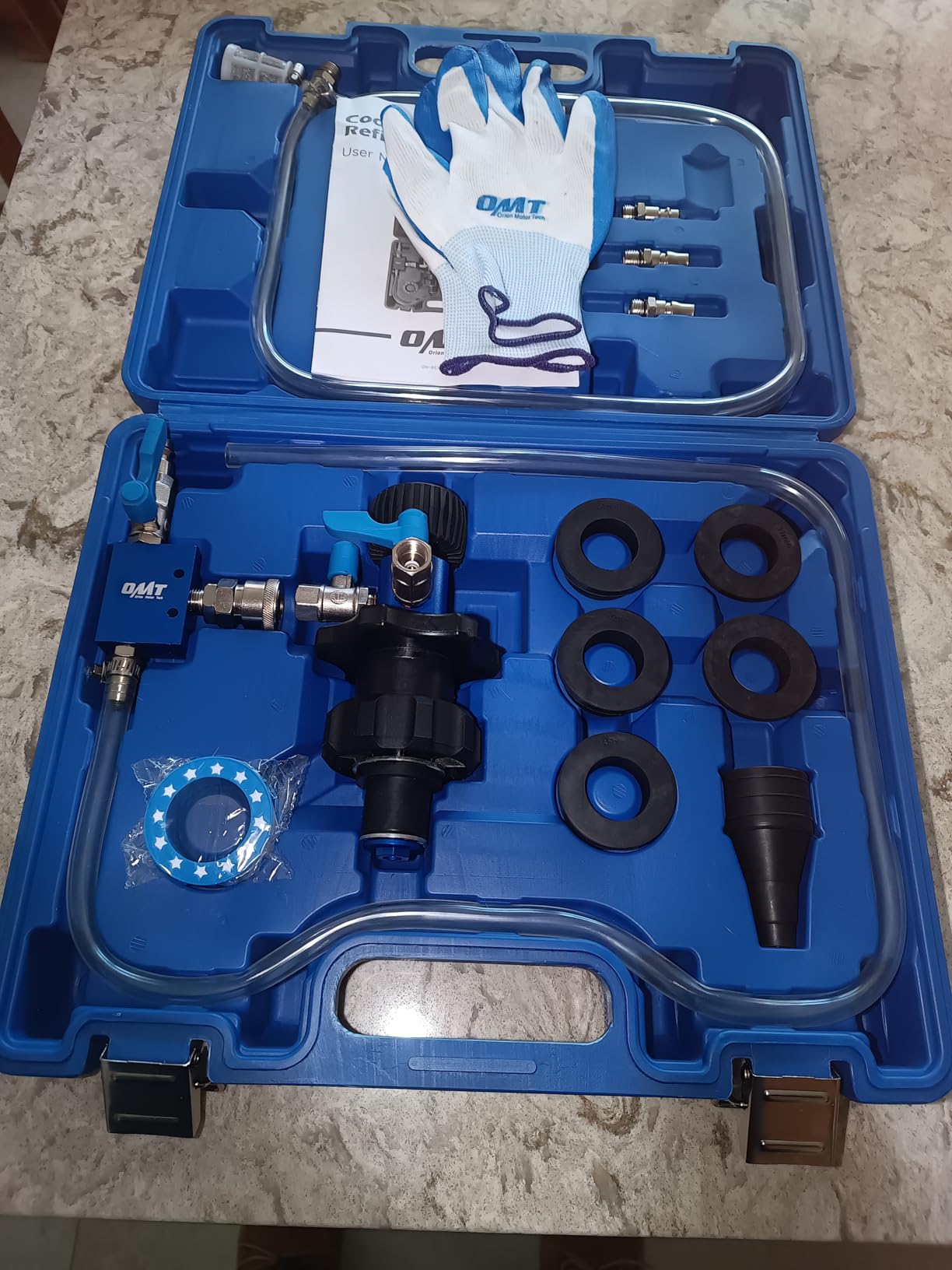 Orion Motor Tech Coolant Vacuum Refill Kit, Cooling System Vacuum Fill Tool with Leak Detector 5 Round Adapters 1 Conical Adapter, Radiator Coolant Fill Kit with Dual-Movement Gauge for Vacuum Leak customer photo 1