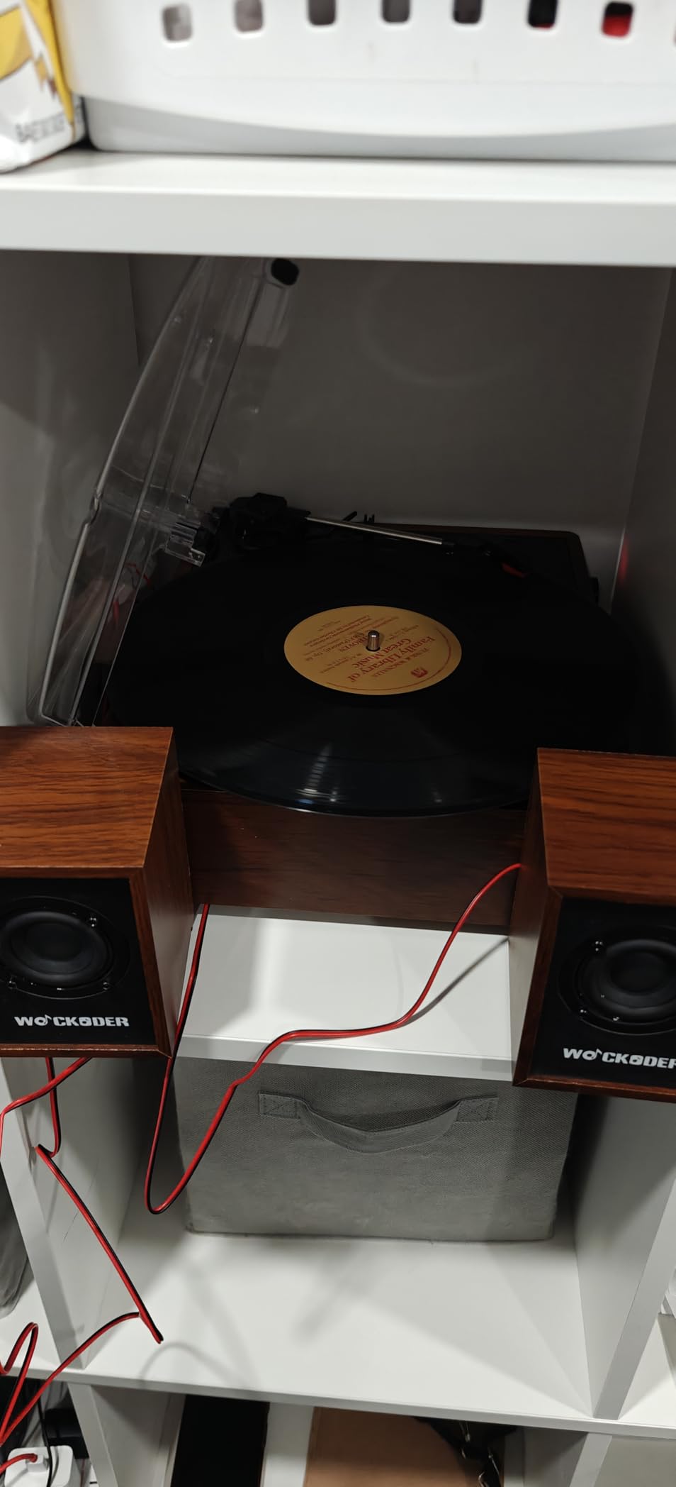 Record Player with Passive Bookshelf Speakers Belt-Drive Vintage Turntable for Vinyl Records External Dual Stereo Speakers LP Players 3 Speed Wireless AUX Headphone Input Auto Stop Retro Black Wooden customer photo 1