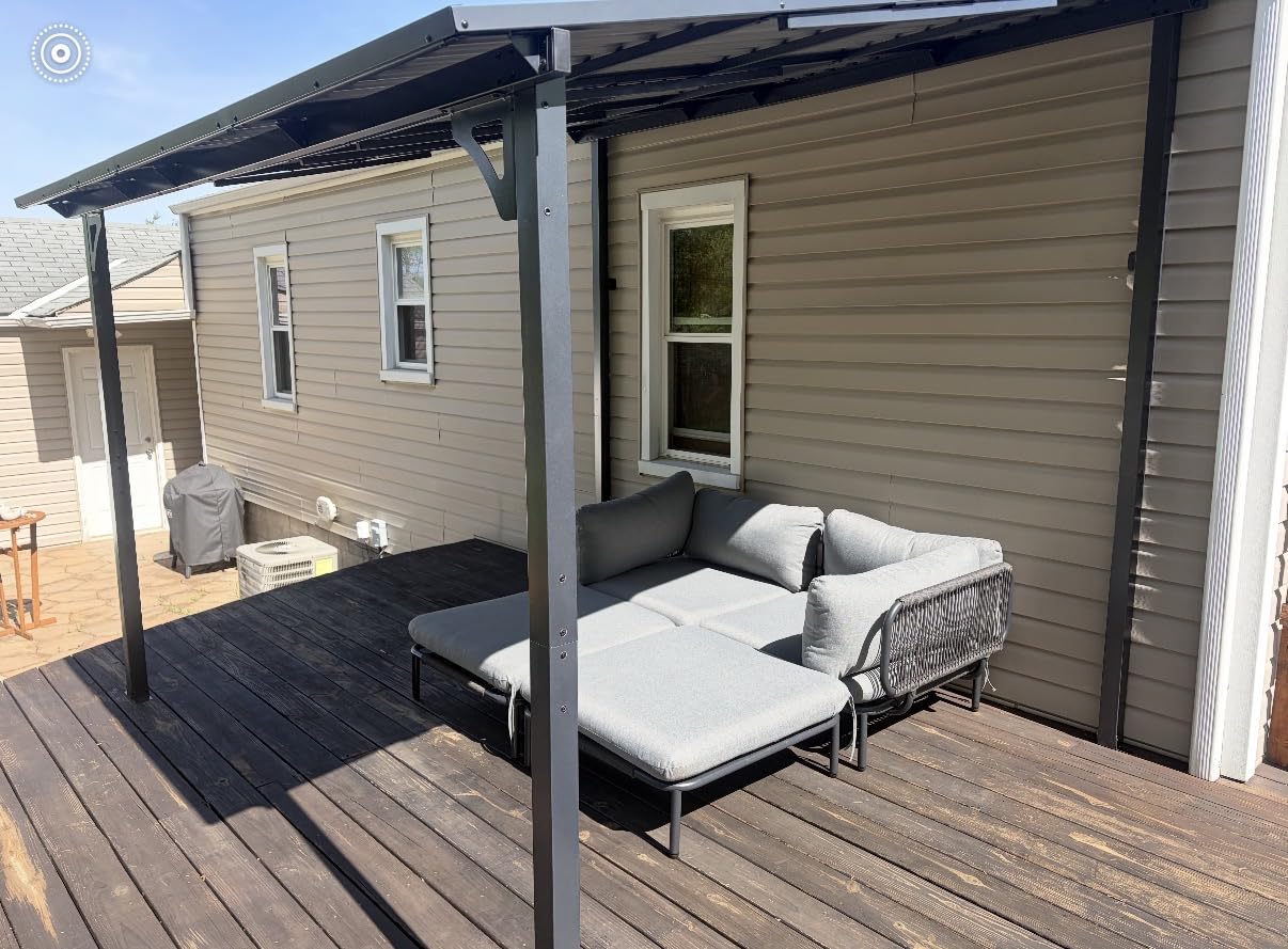 10' x 20' Lean to Gazebo, Hardtop Metal Gazebo Pergola with Polycarbonate Roof, Large Wall Mounted Heavy Duty Awnings, Patio Canopy for Backyard, Deck, Porch customer photo 1