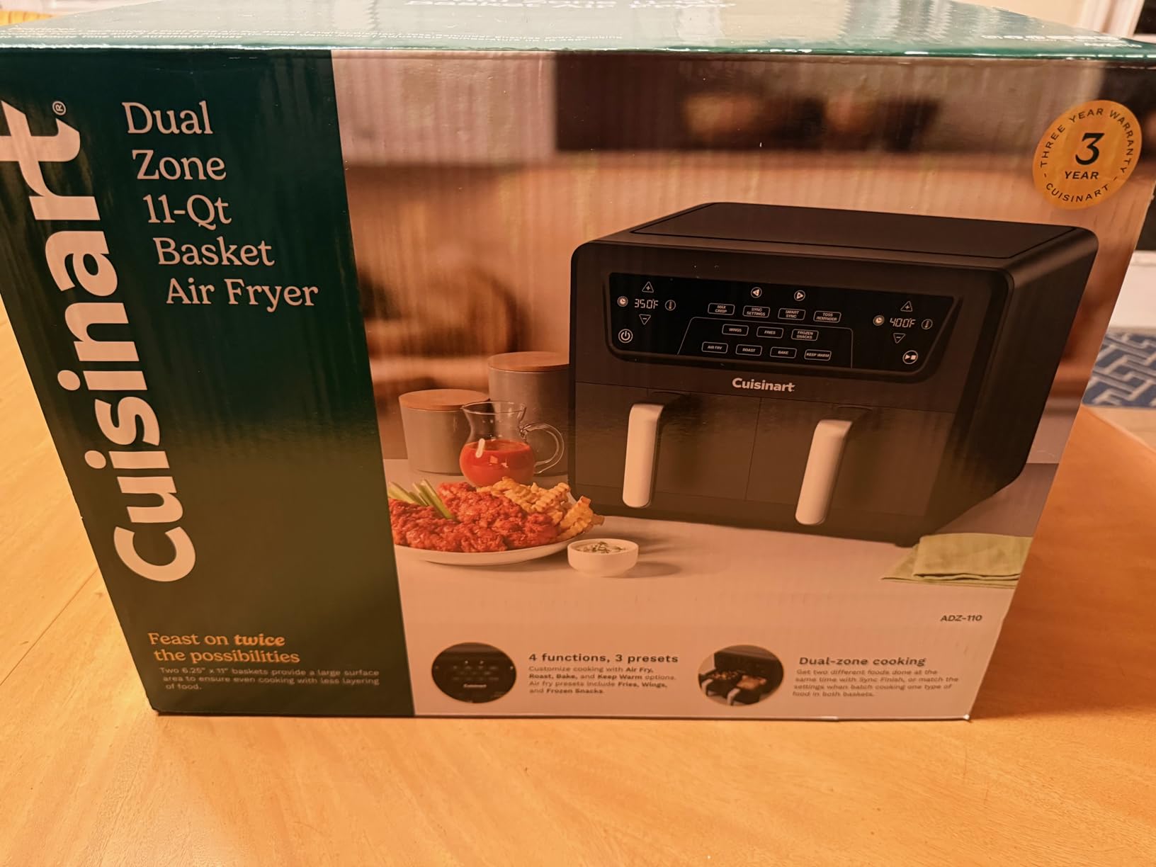 Cuisinart Dual Basket Air Fryer, Two Baskets 11 Qt in Total, 6 Functions: Air Fry, Roast, Bake, Broil, Dehydrate & Keep Warm, Features Sync Finish & Sync Settings, Toss Reminder & Auto-Pause, ADZ-112 customer photo 2