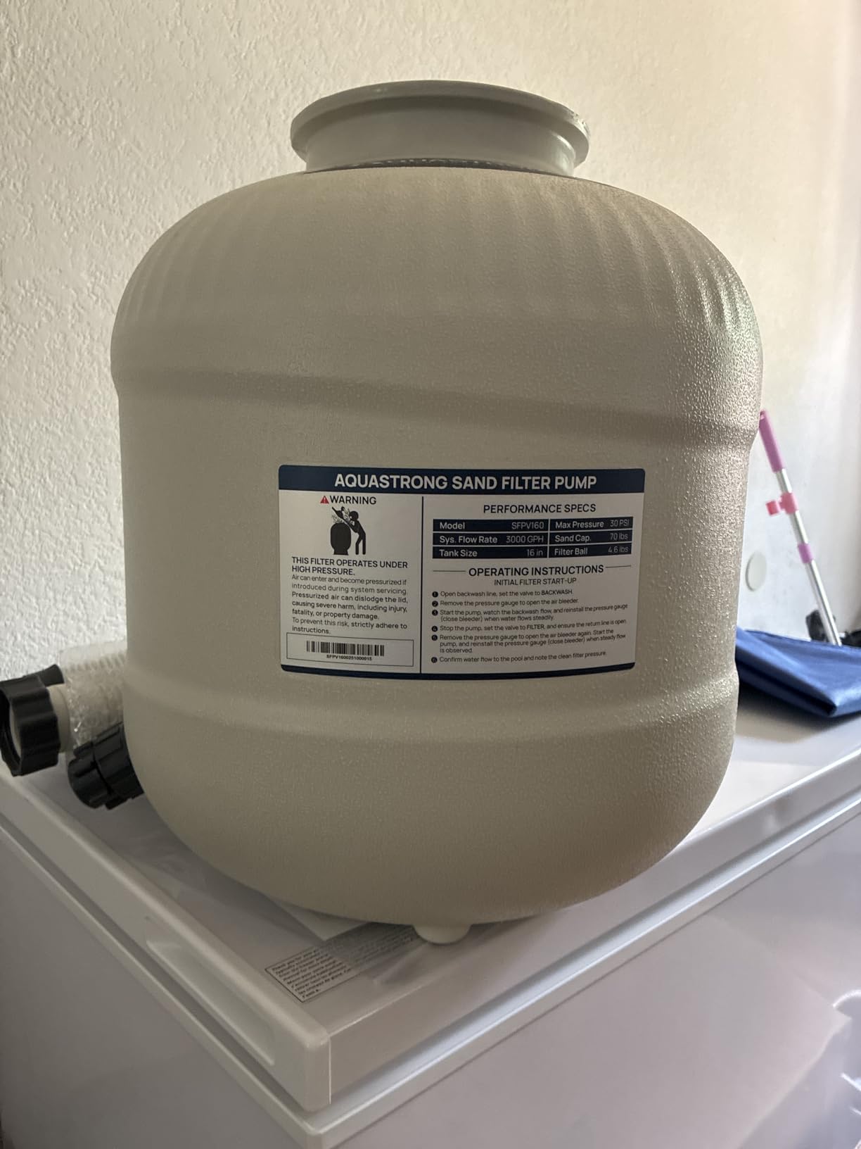 AQUASTRONG Sand Filter Pump for Above Ground Pool with Timer, 1/2 HP Pool Pumps Above Ground 2500 GPH for Pools up to 9000GAL, 12in Pool Sand Filter with 6-Way Valve, Improved Circulation & Filtration customer photo 2