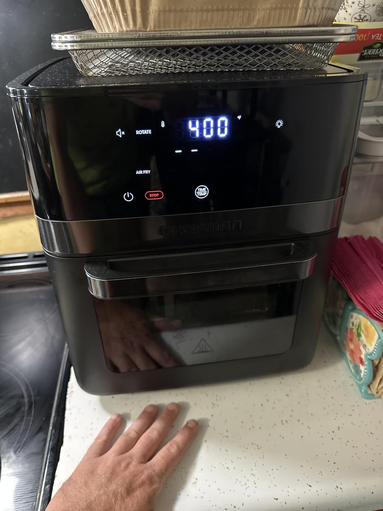 Chefman Dual Air Fryer Oven with DC Motor, 9 Qt. Double Basket Air Fryer with 450F Max Temp for Meals in Minutes, Bake, Broil, Dehydrate, Reheat for Extra-Crispy Chicken, Fries, and More - Black customer photo 1