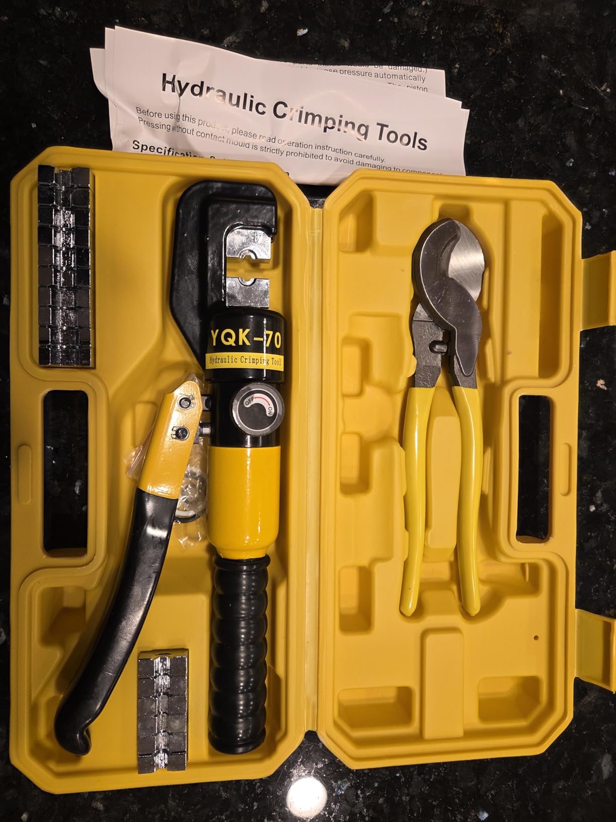 Hydraulic Crimping Tool and Cutter Set, Hydraulic Crimper, 12 AWG to 2/0 AWG, Cable Crimper with 9 Crimping Dies, for Industrial and Residential Electrical Work customer photo 1