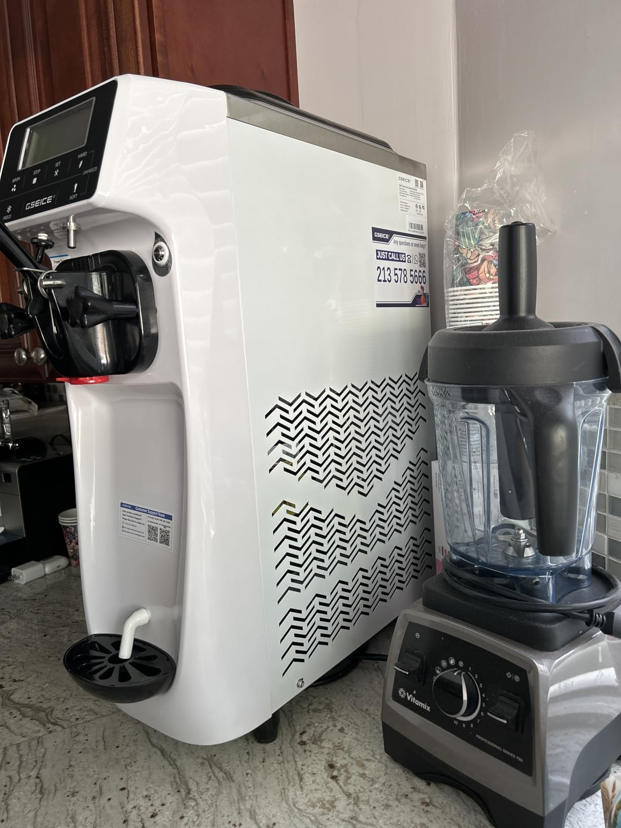 Ice Cream Machine - 3.5 Gals/H Single Flavor Ice Cream Maker 5 Inch Screen Soft Serve Ice Cream Machine with Pre-Cooling Soft Serve Machine with 1.6 Gals Tank for Home, Parties, Cafes, and School customer photo 1
