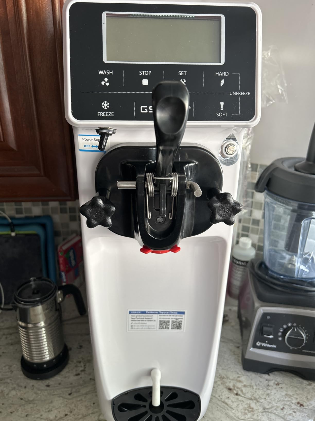 Ice Cream Machine - 3.5 Gals/H Single Flavor Ice Cream Maker 5 Inch Screen Soft Serve Ice Cream Machine with Pre-Cooling Soft Serve Machine with 1.6 Gals Tank for Home, Parties, Cafes, and School customer photo 2