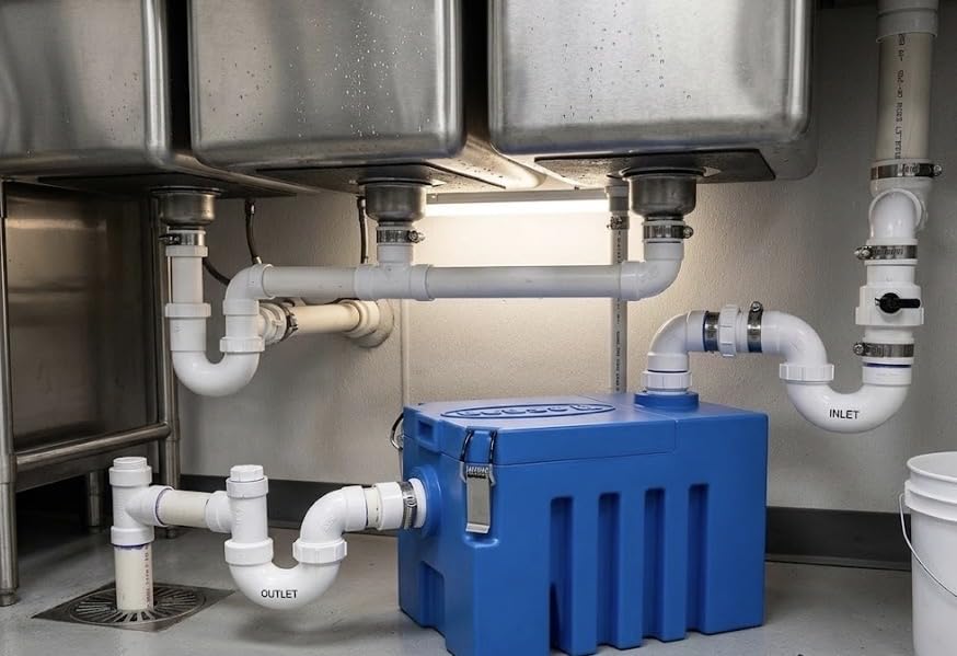 Grease Trap plastic 3 GPM Under Sink for Home Kitchen - connection type TOP customer photo 1