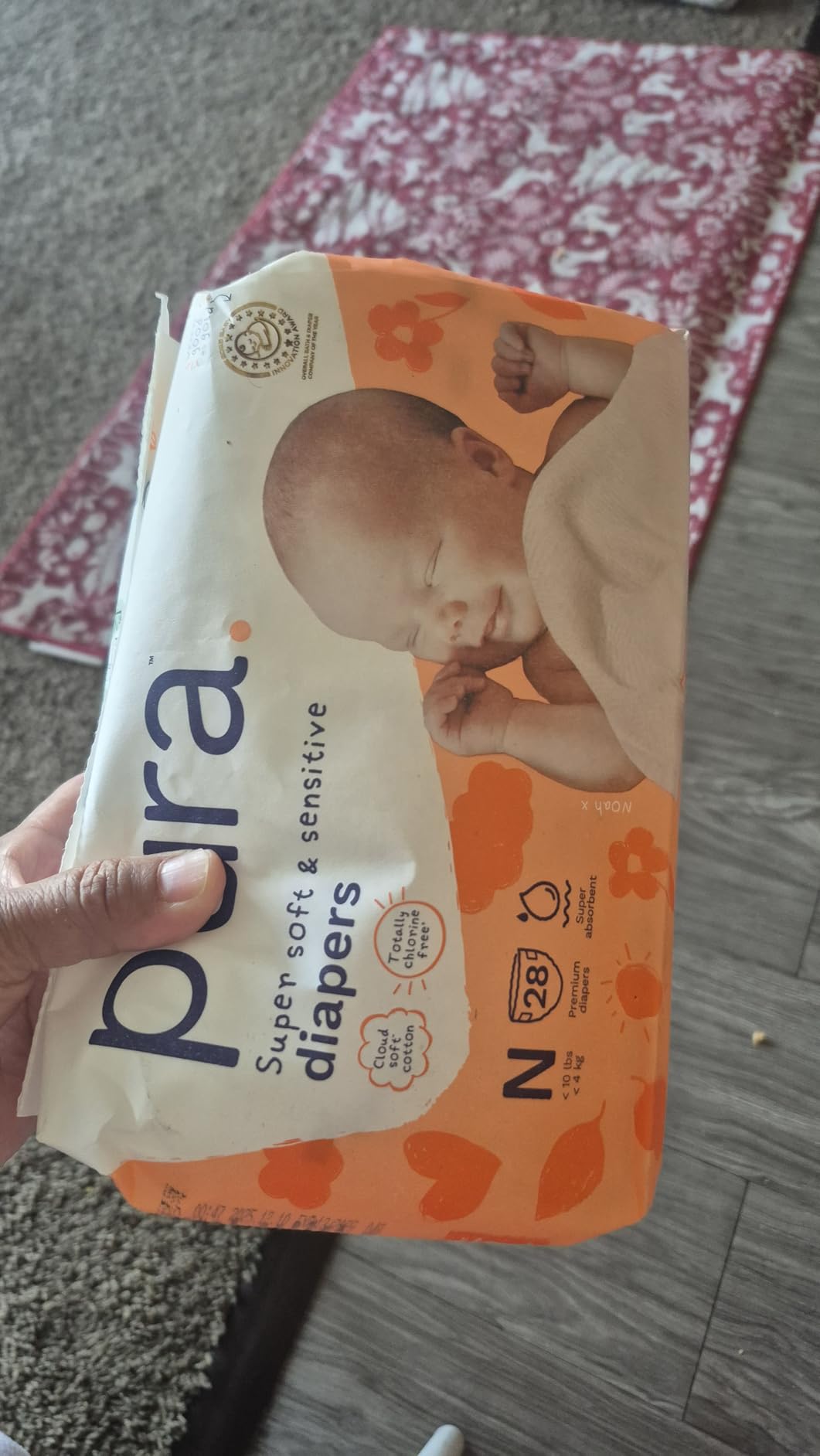Pura Newborn Baby Diapers - Size N (Up to 10 lbs), 28 Count, Cloud Soft Disposable Diapers for Sensitive Skin, Totally Chlorine Free, Blowout Blocker & Wetness Indicator customer photo 1