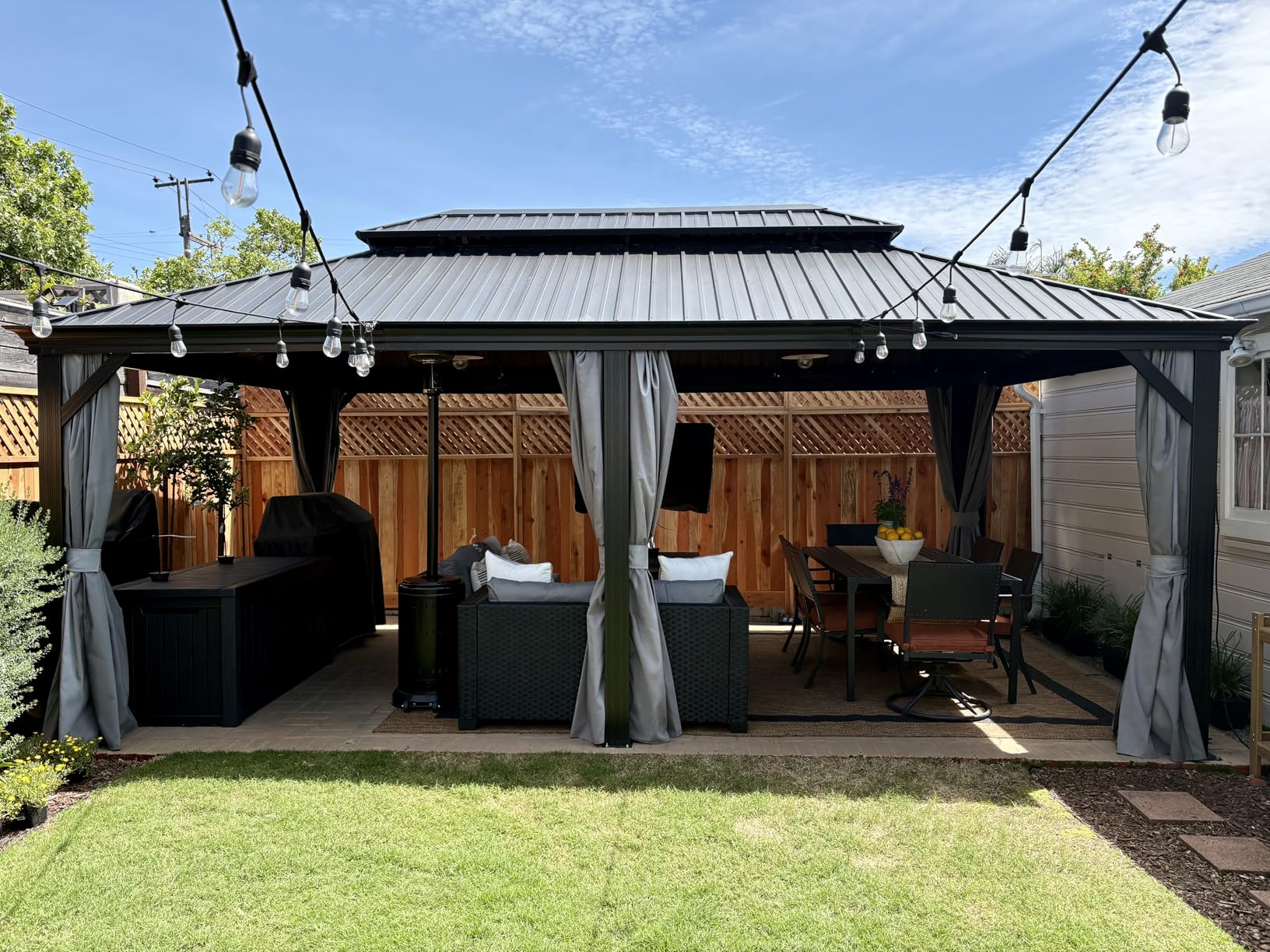YITAHOME 10X12FT Hard Top Gazebo Aluminum Frame Patios Double Roof Canopy Garden Metal Gazebo Tent Curtains Netting for Patios Backyards Decks Lawns, Gray customer photo 1