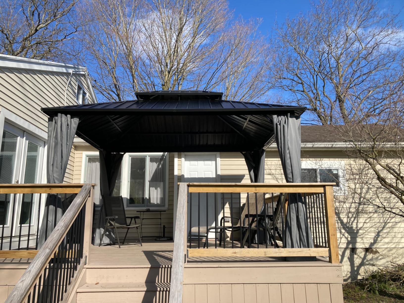 YITAHOME 10X12FT Hard Top Gazebo Aluminum Frame Patios Double Roof Canopy Garden Metal Gazebo Tent Curtains Netting for Patios Backyards Decks Lawns, Gray customer photo 2