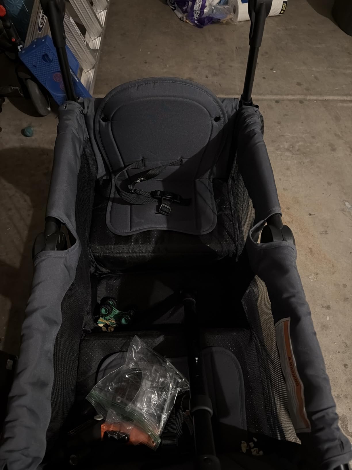 ELEMARA Stroller Wagon, 2 Seat Stroller for 2 Kids, Premium All Terrain Stroller for Kids w/Removable Canopy, Adjustable Push/Pull Handle, Large Storage Bag, Black customer photo 1