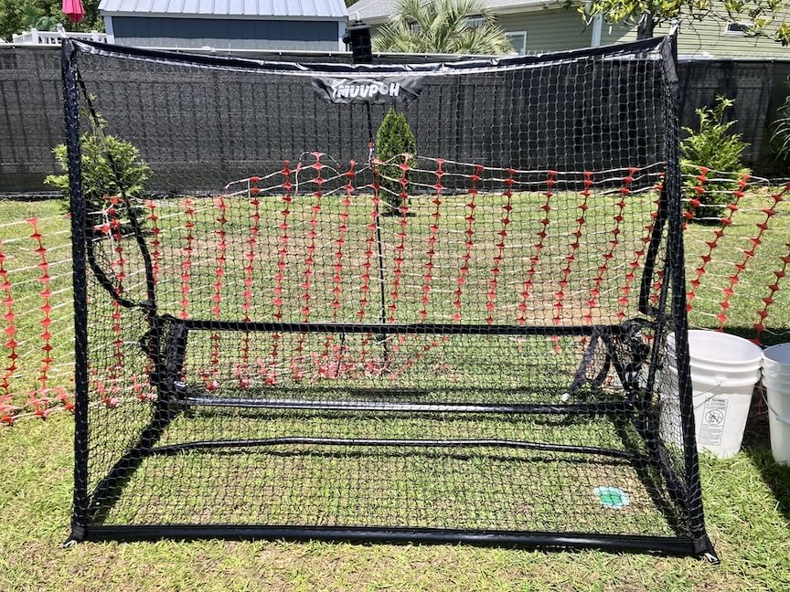 Soccer Rebounder, 2-in-1 Rebounder Soccer with Safety Backstop Net,for Solo Passing, Receiving & Trapping Practice,Soccer Rebounder Board for Kids & Adult,Includes Carry Bag,Stakes& Sandbags customer photo 1