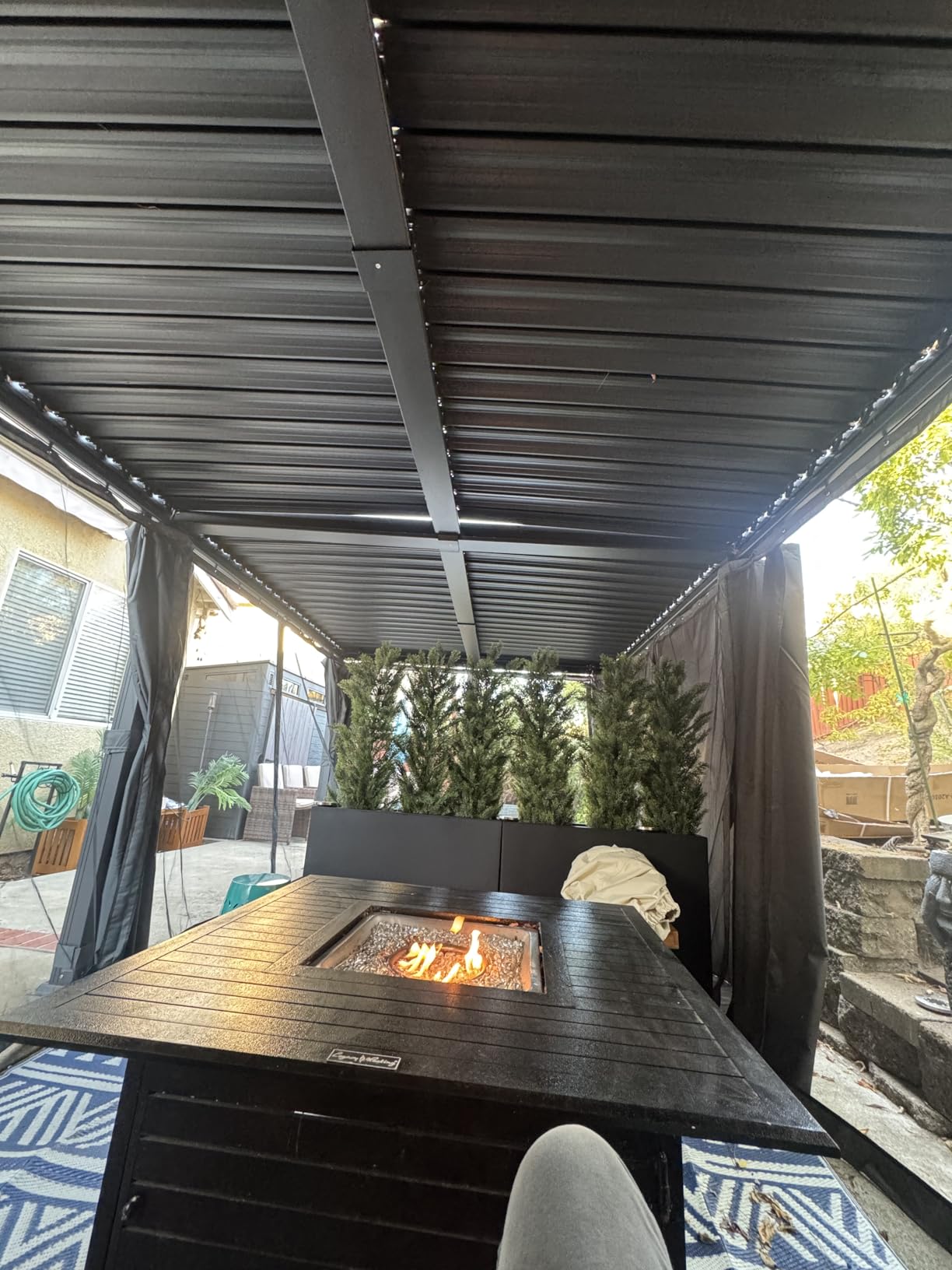 AirWire 10x12 FT Louvered Pergola, Outdoor Pergola with 2 Independent Adjustable Roof and Drainage System, Metal Patio Pavilion, Hardtop Gazebo for Patio, Deck, Garden, Dark Gray customer photo 2