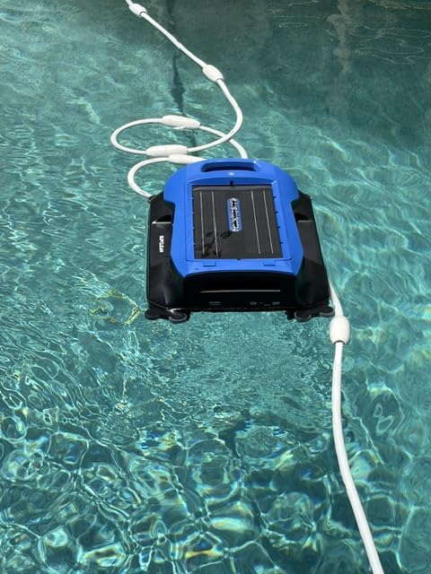 24/7 Solar Powered Pool Skimmer Robot with APP Support, Automatic Electric Floating Surface Cleaner for Above Ground & Inground Pools, Auto Robotic Pool Skimmer Bluetooth Control (Blue) customer photo 1