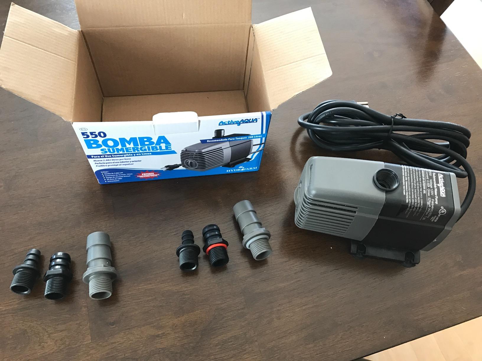 Hydrofarm AAPW550 33-Watt 550 GPH Indoor/Outdoor Hydroponic Aquarium Pond Submersible Water Pump for 55 Gallon Reservoirs customer photo 1