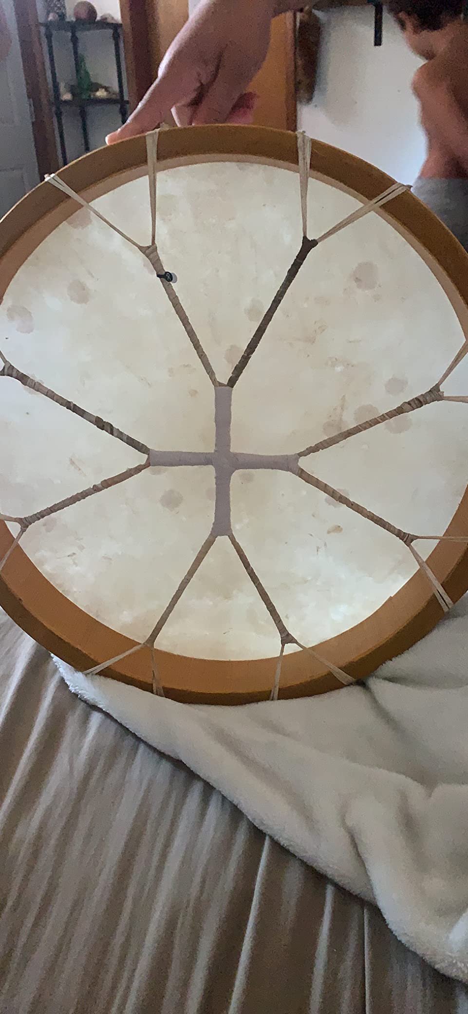 Shaman Drum Round with Goat Skin, Frame Drum, Handmade (16