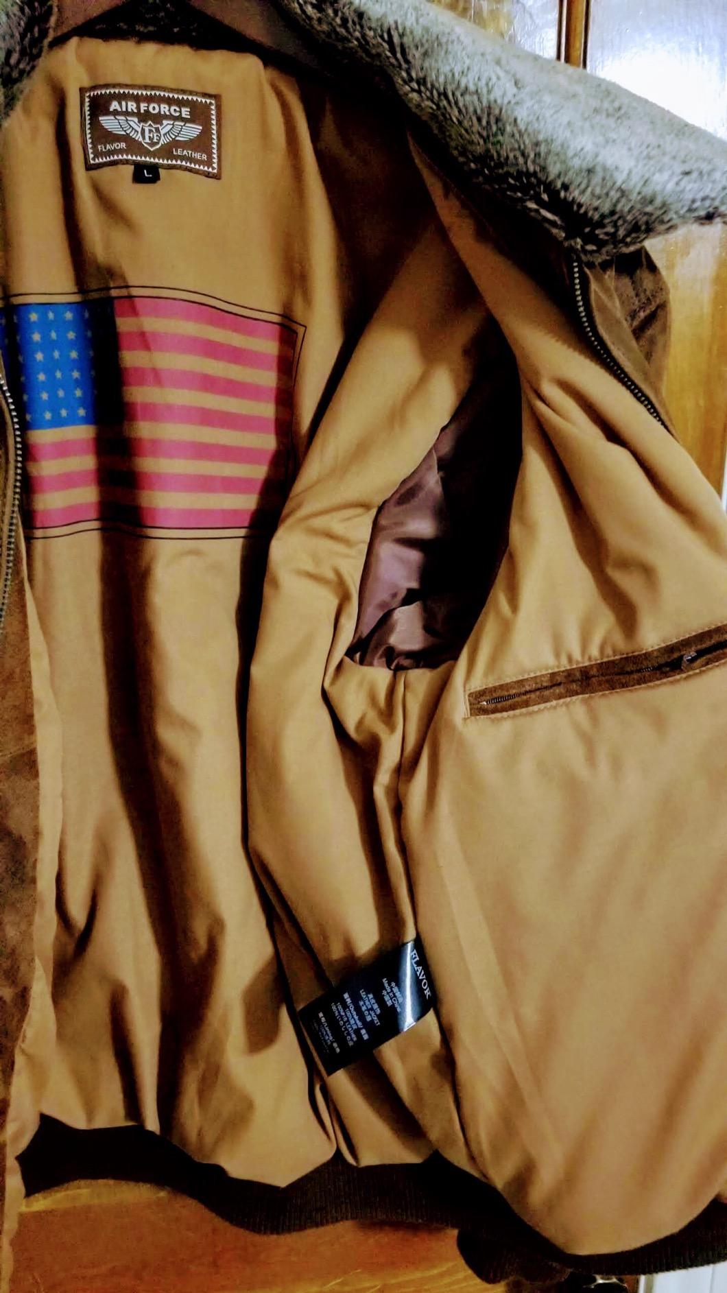 Men's Leather Flight Bomber Jacket Air Force Aviator customer photo 2