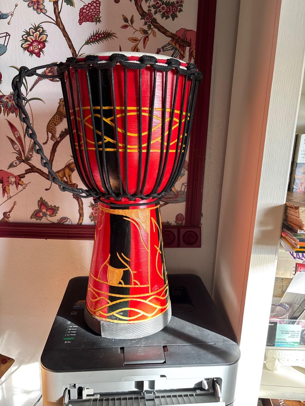 Djembe Drum, AKLOT African Drum Hand-Carved 9.5'' x 20'' Mahogany Goatskin Drumhead for Adults Beginners customer photo 1