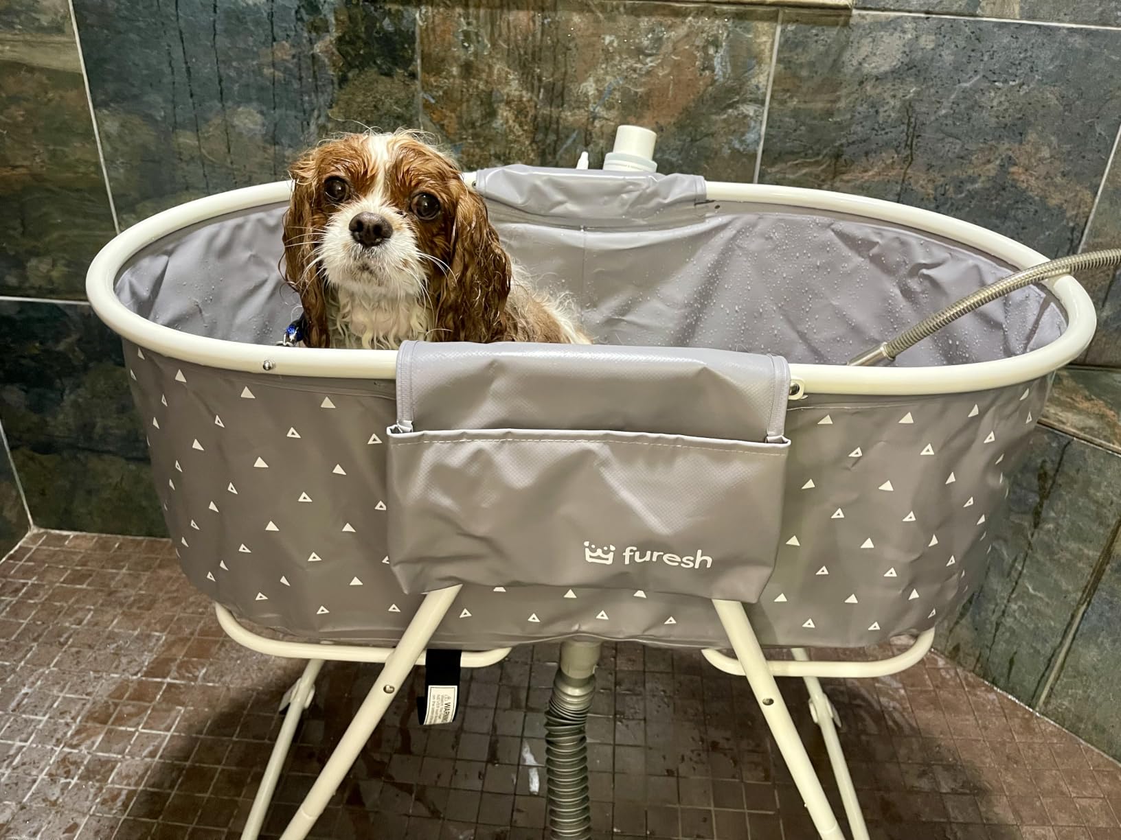 Furesh Little Dipper Dog Bath Tub and Wash Station for Bathing Shower and Grooming, Elevated Foldable and Portable, Indoor and Outdoor, for Small and Medium Size Dogs, Cats and Other Pet (Gray) customer photo 2